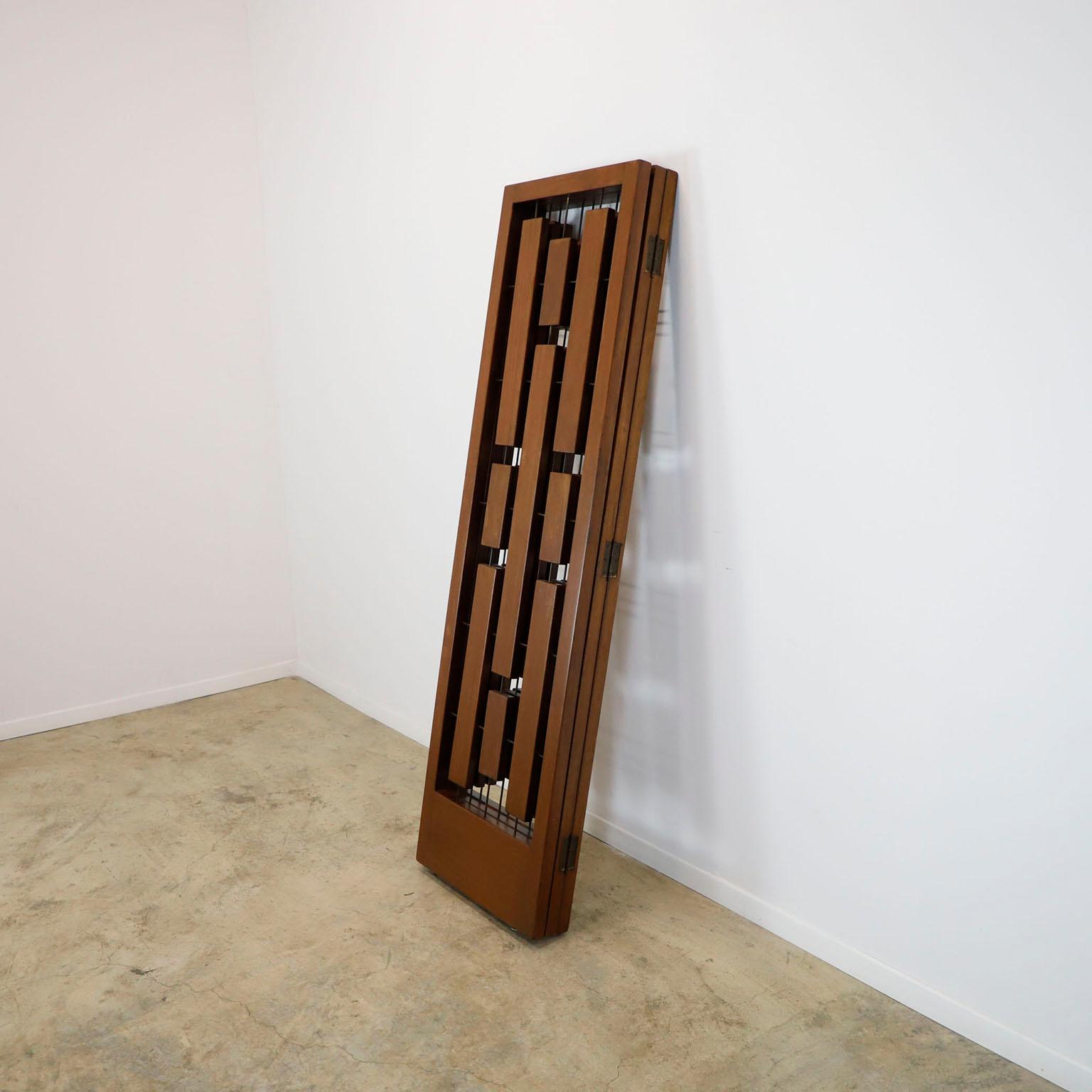 Mexican Folding Screen Room Divider in Solid Wood For Sale