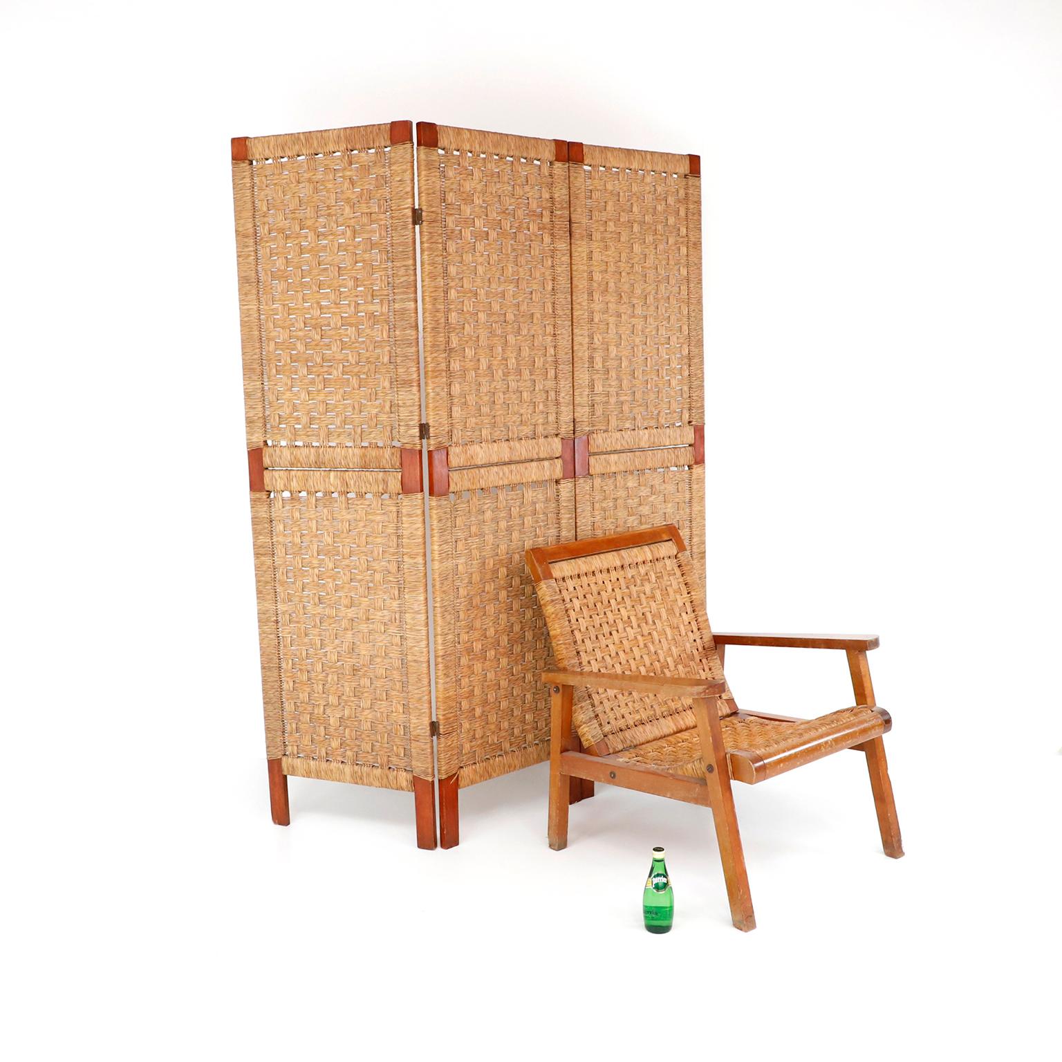 Mid-Century Modern Folding Screen Room Divider in the style of Clar Porset For Sale