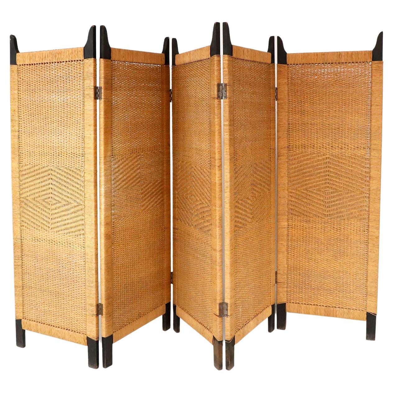 Folding Screen Room Divider in the Style of Clar Porset For Sale
