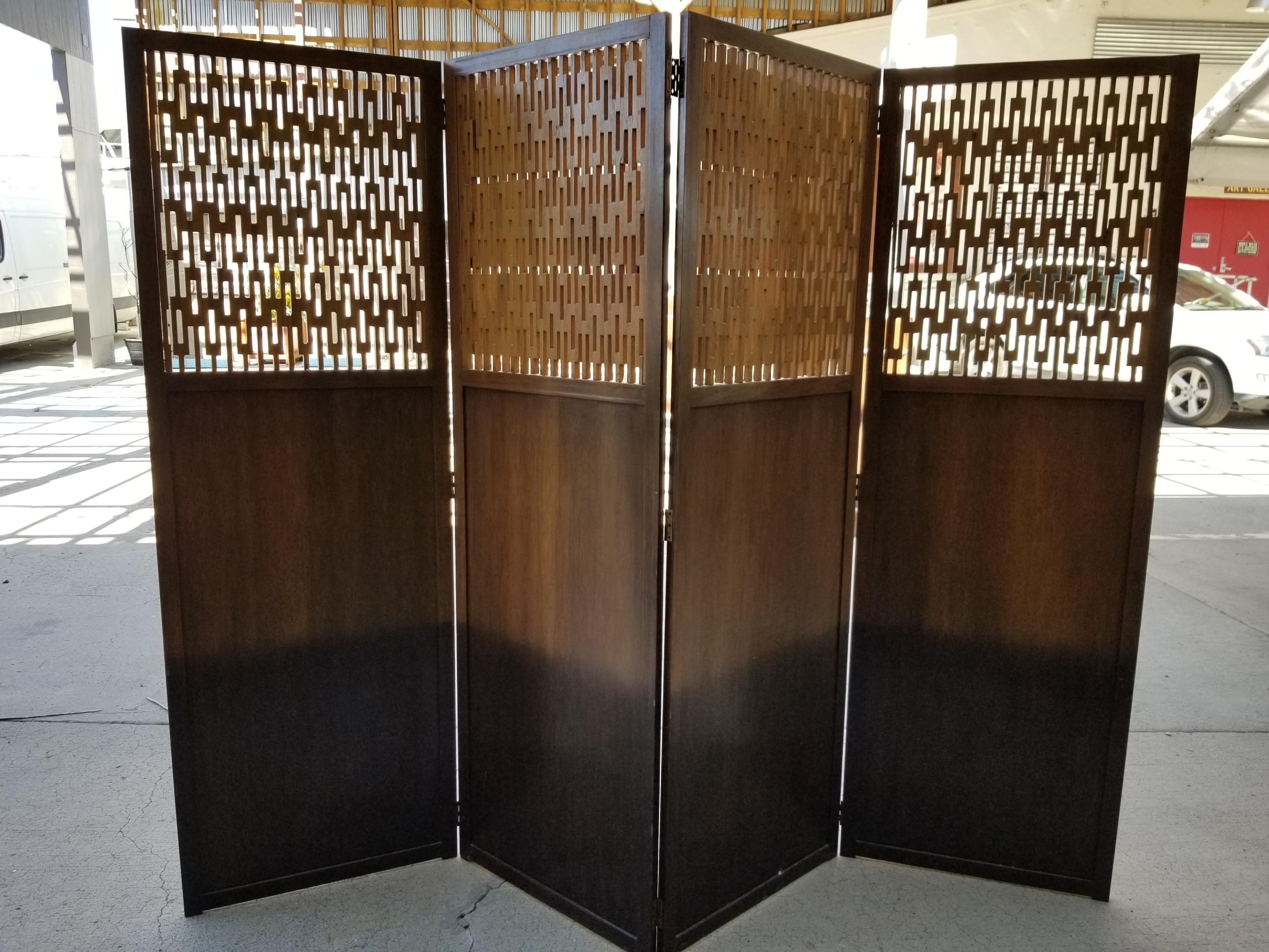 Folding Screen / Room Divider with Carved Polynesian Figures 3