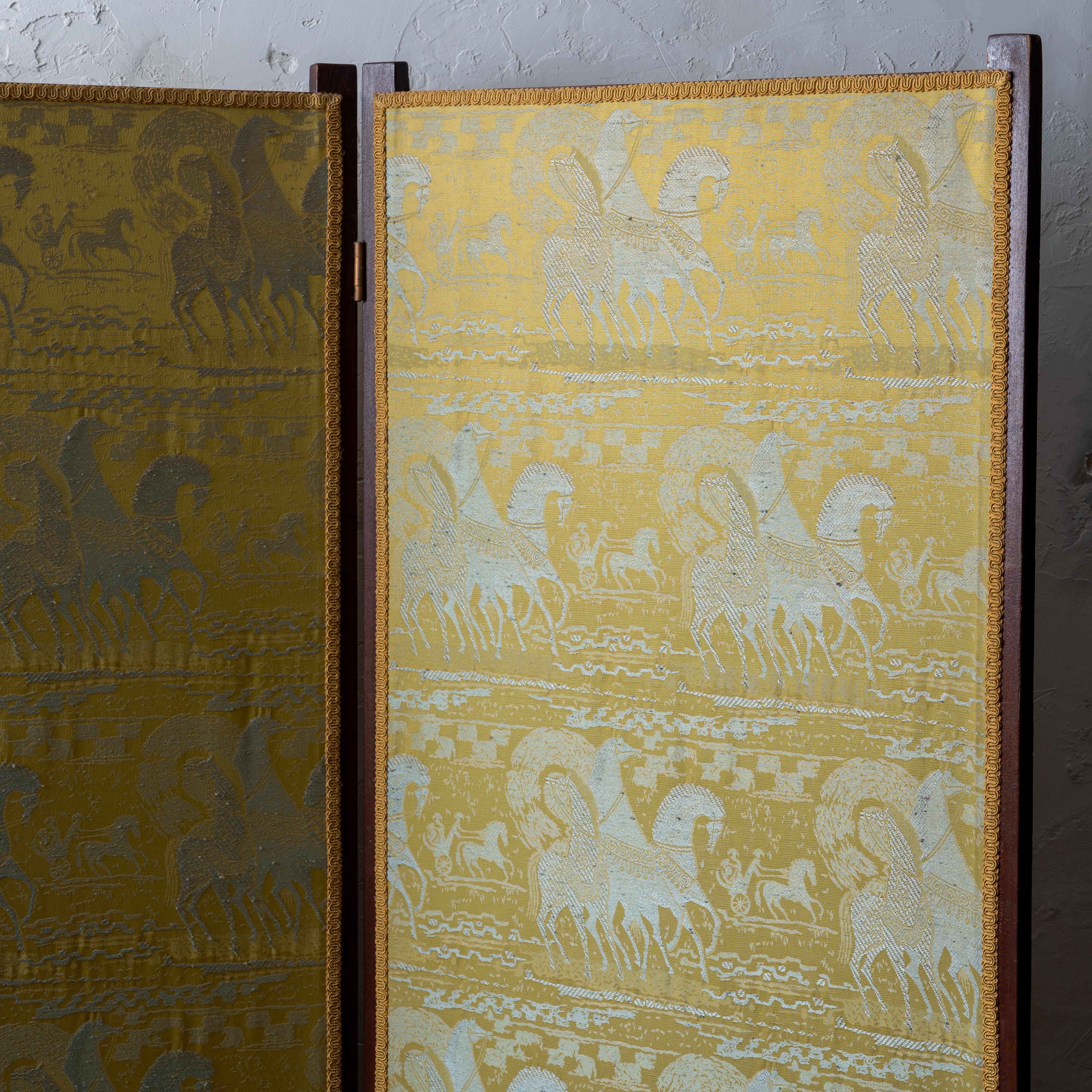 20th Century Folding Screen with Tibor Reich Etruscan Horse Fabric For Sale