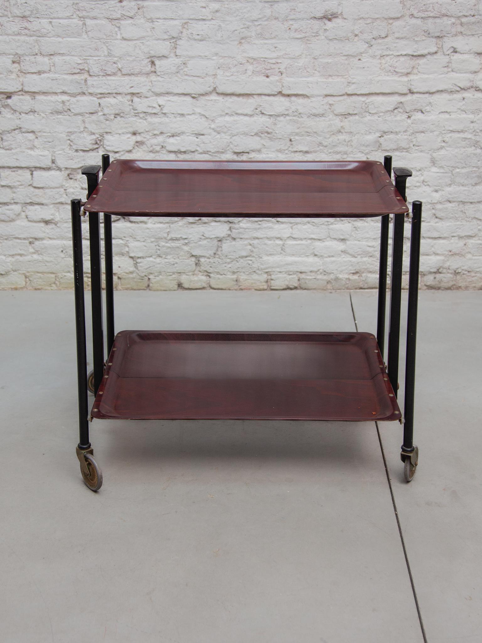 Folding Serving Tea - Bar Cart from Bremshey & Co, 1960s In Good Condition For Sale In Antwerp, BE