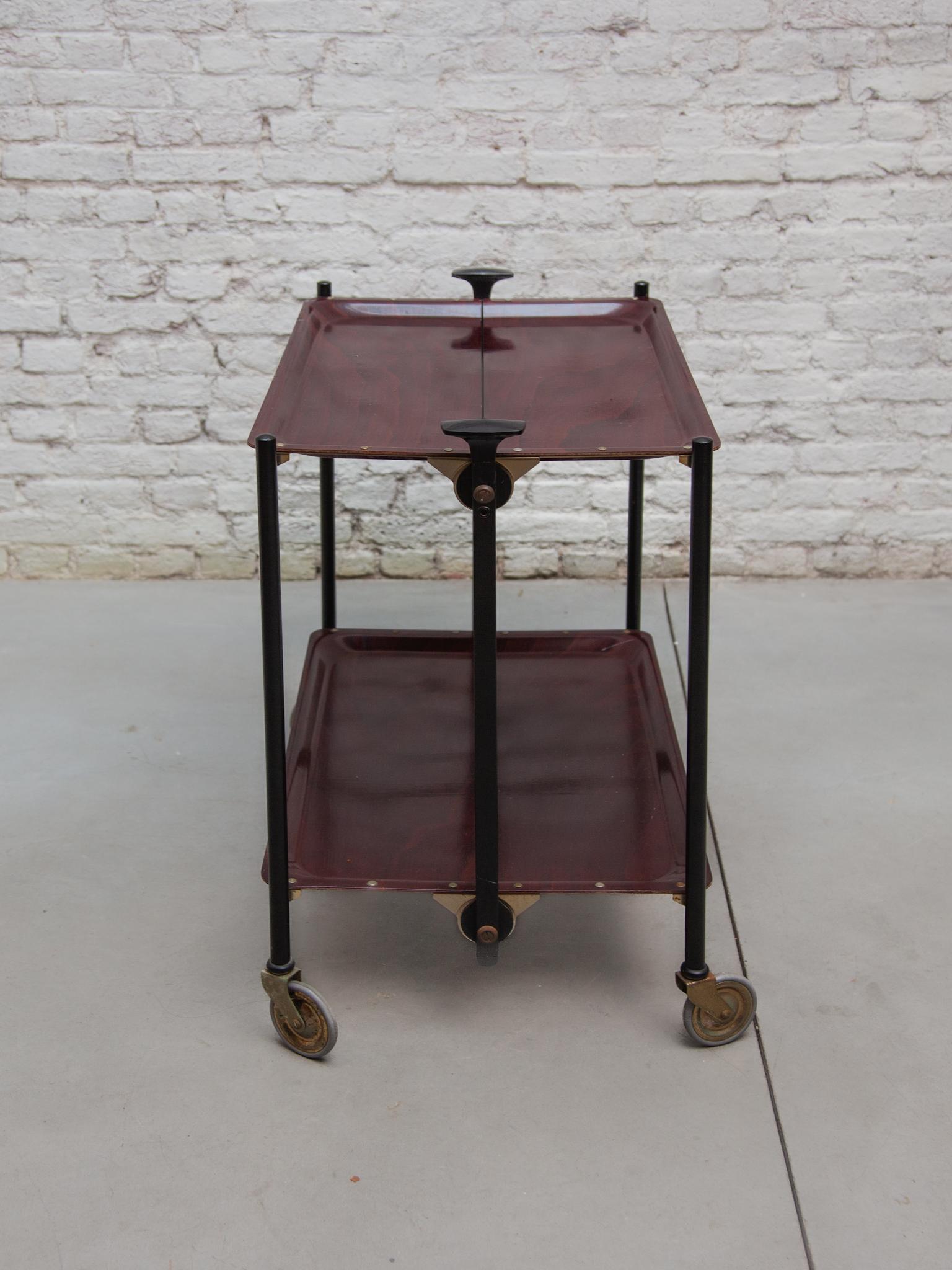 Metal Folding Serving Tea - Bar Cart from Bremshey & Co, 1960s For Sale