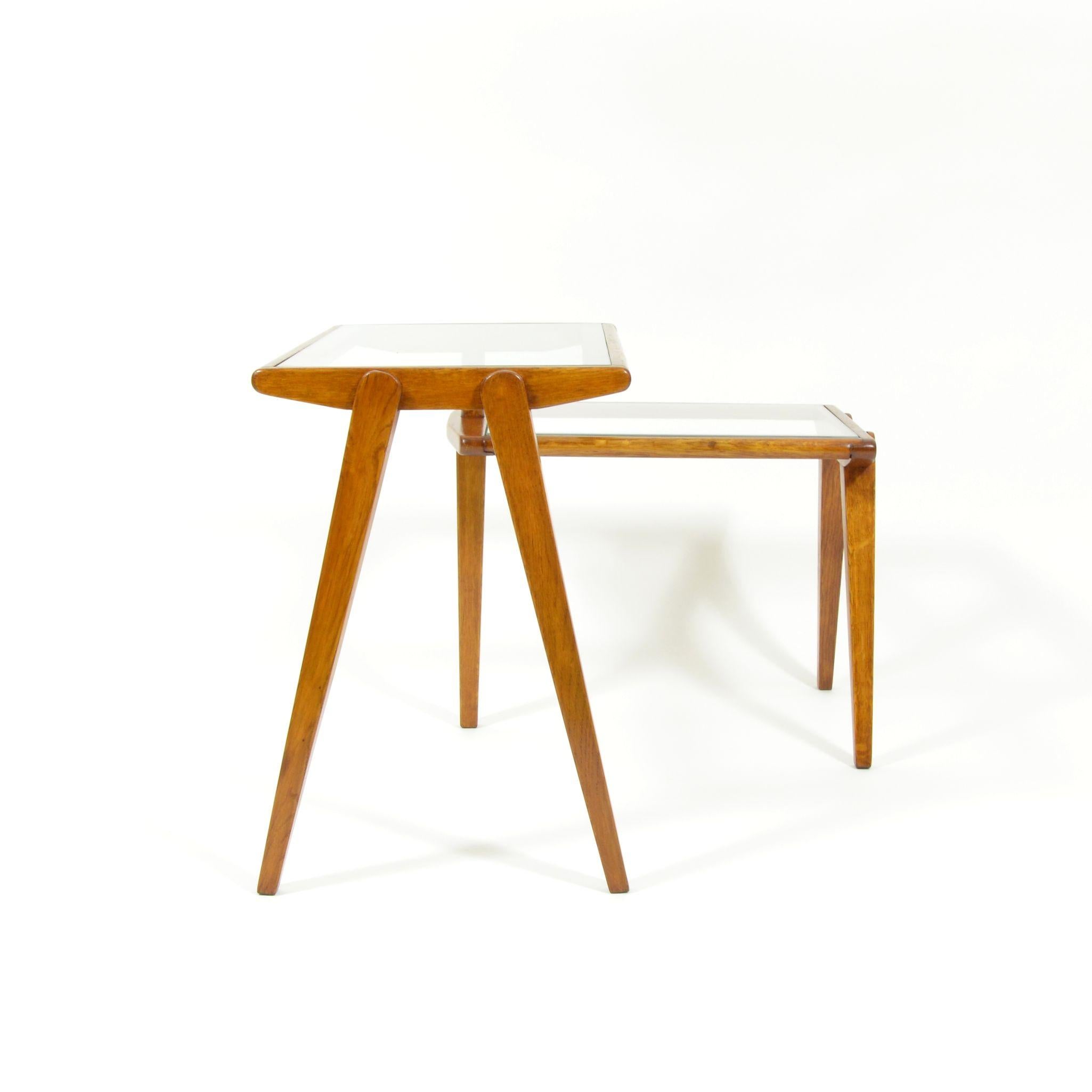 Folding Side Table, Wood and Glass, Czechoslovakia, 1960s 5