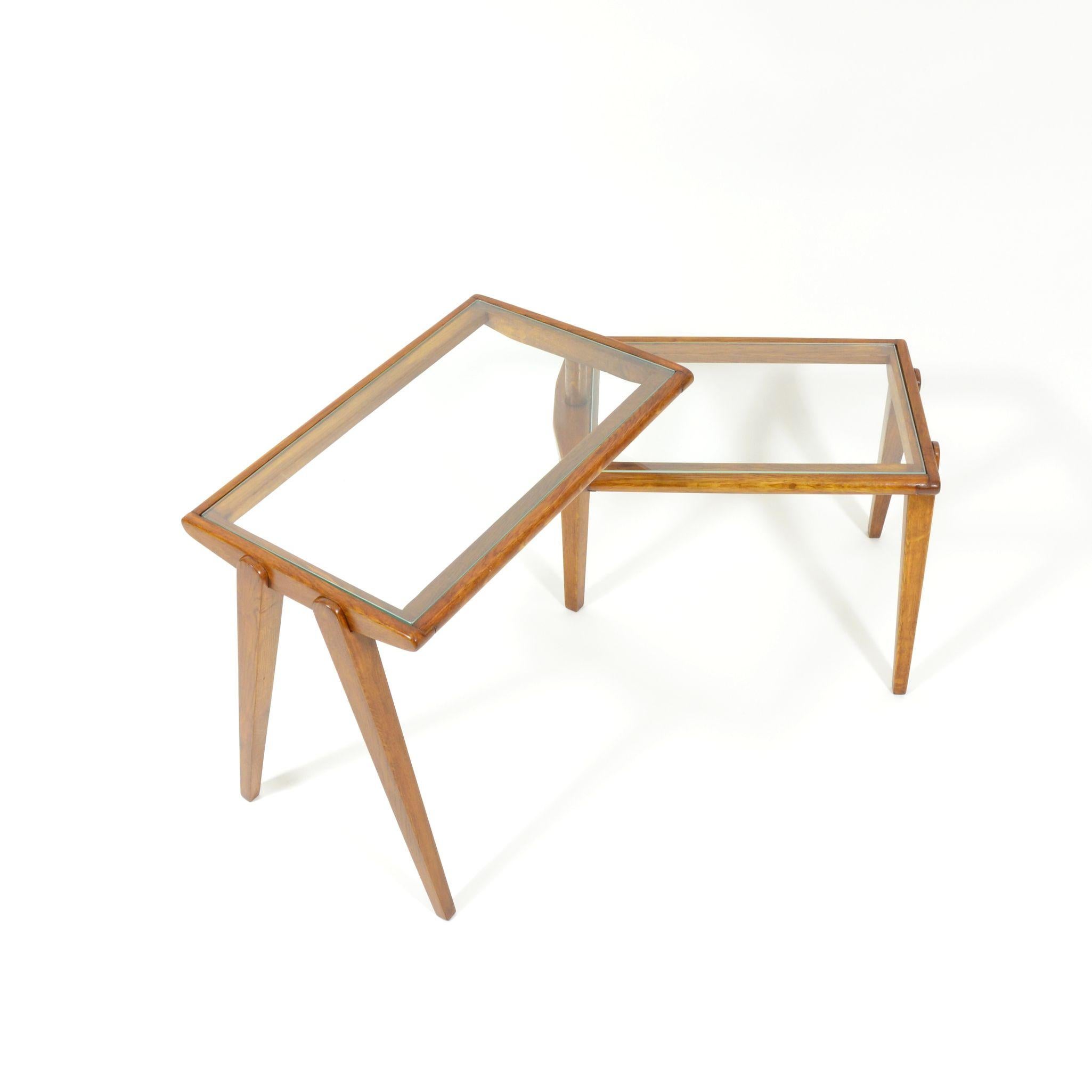 Folding Side Table, Wood and Glass, Czechoslovakia, 1960s 6