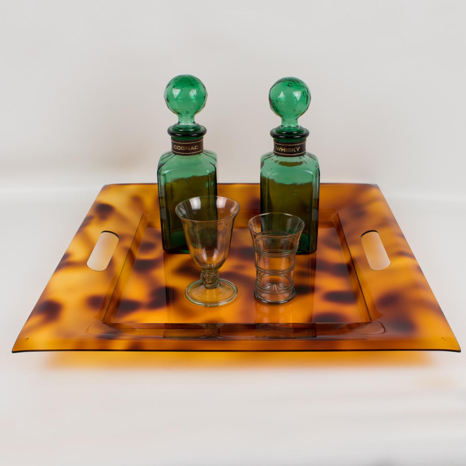 Folding Side Tray Table Tortoise Lucite and Chrome, Italy 1980s 6