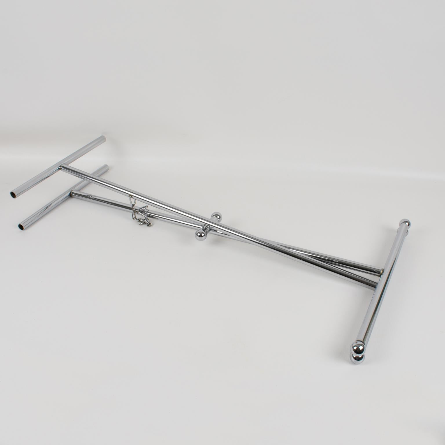 Folding Side Tray Table Tortoise Lucite and Chrome, Italy 1980s 8