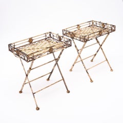 Folding Side Tray Tables, Art Deco Period, Metal, French, 1930s