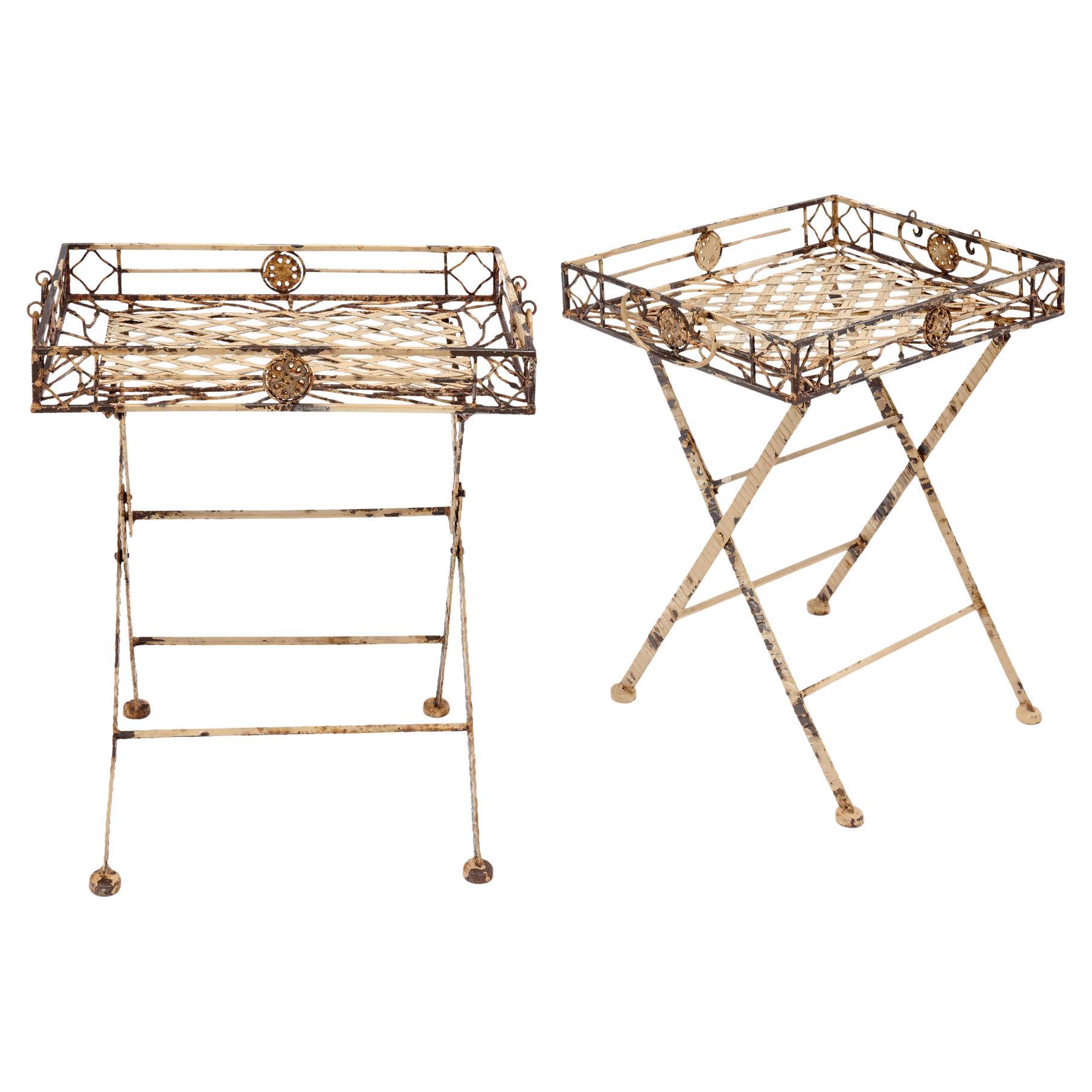 Tables d'appoint pliantes, période Art Déco, métal, français, années 1930