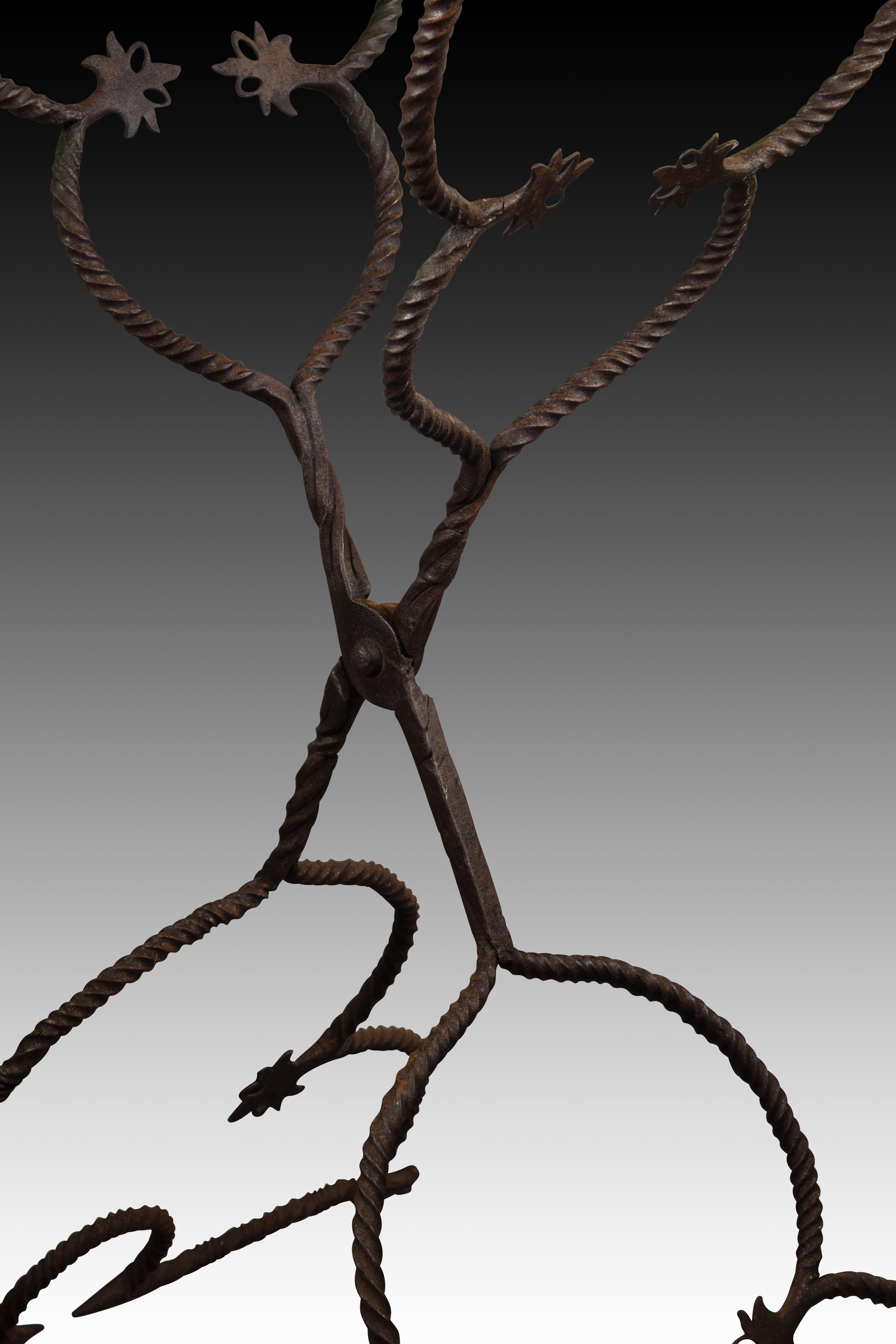 Folding Standing Lectern in Wrought Iron and Fabric, Spain, 16th Century 11