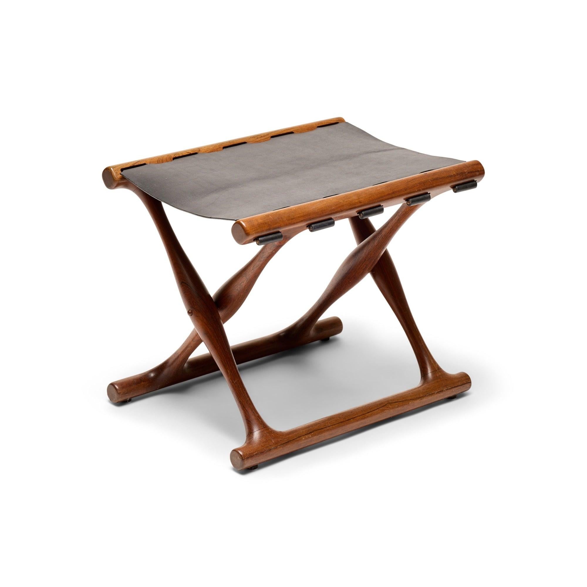 Danish Folding Stool by Poul Hundevad For Sale