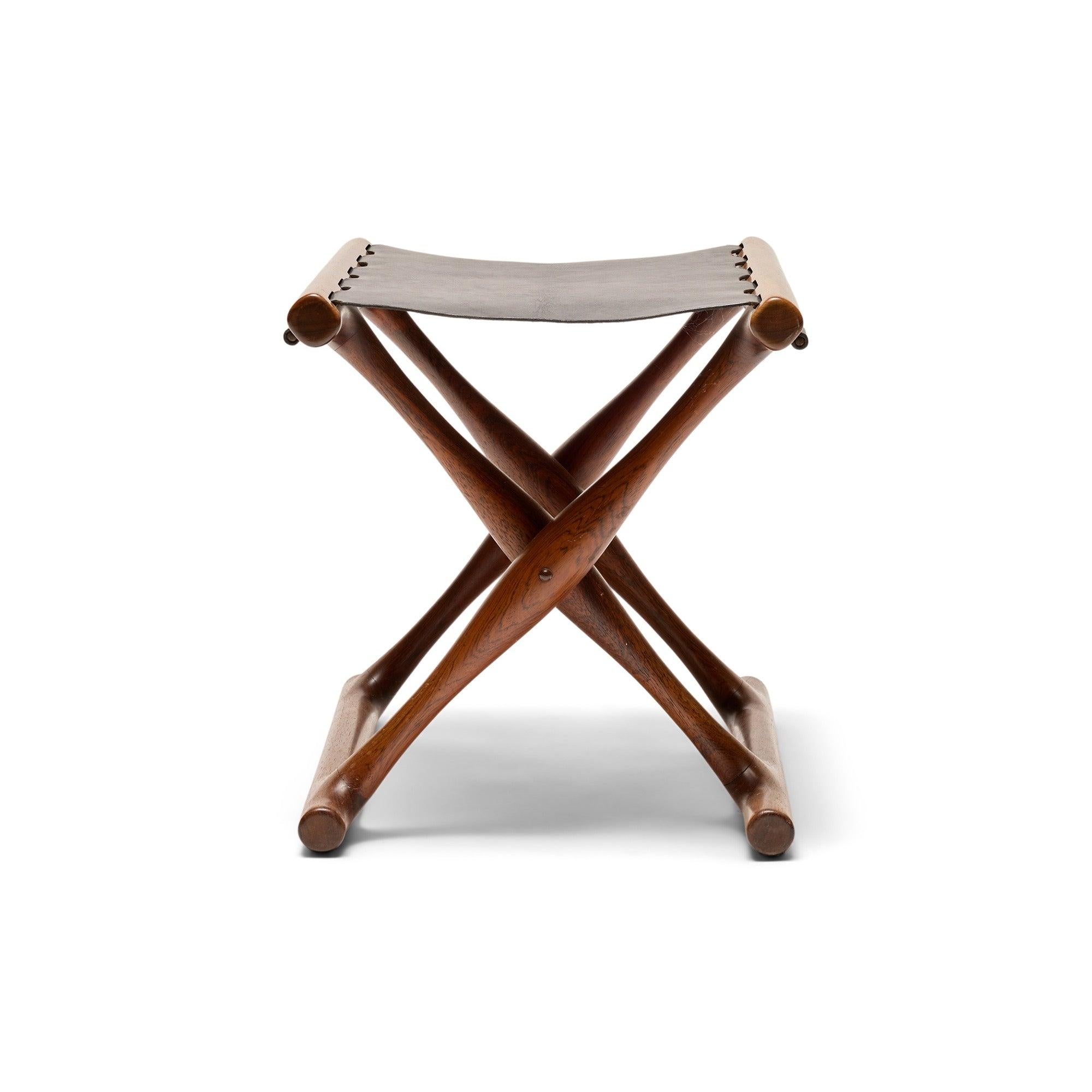 Folding Stool by Poul Hundevad In Excellent Condition For Sale In Sagaponack, NY