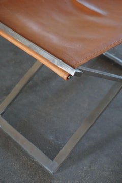 Folding Stool in Steel and Leather by Michael Christensen, 1990s