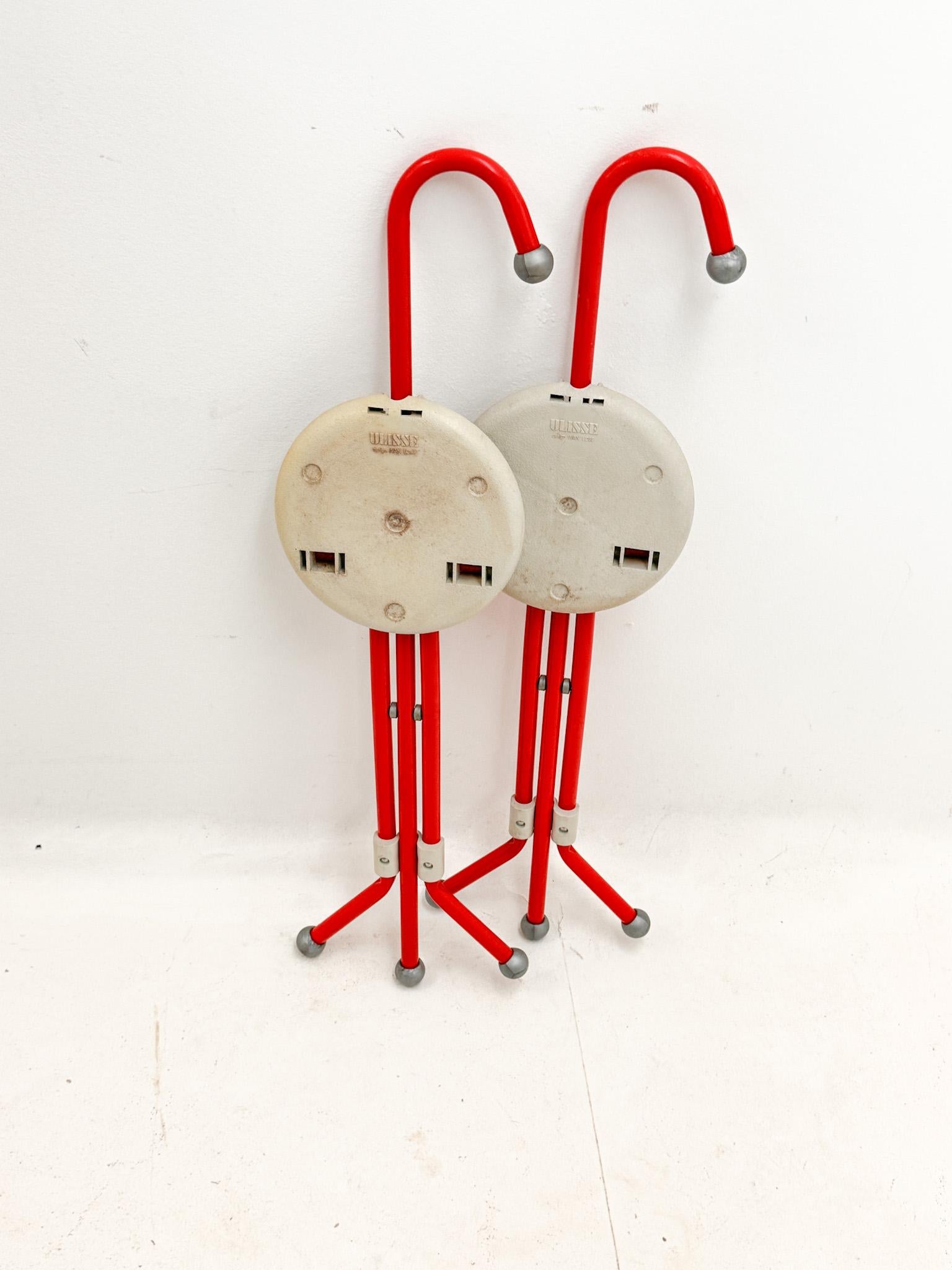 This is a pair of Folfding Stools.
Wonderful Ivan Loss Mid-Century Modern red metal 