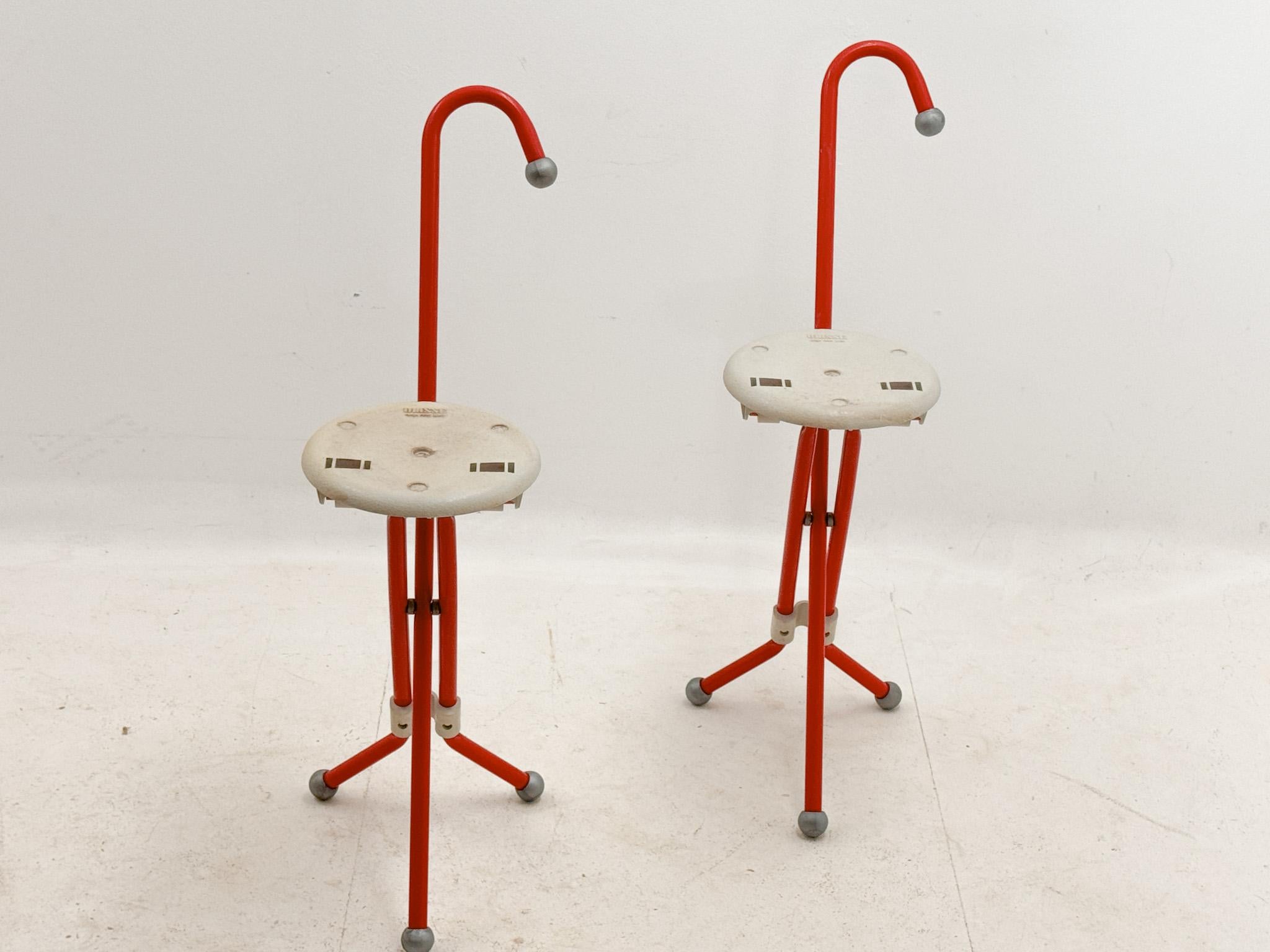 Mid-Century Modern Folding Stools by Yvan Loss model Ulisse For Sandrigarden Metal and Plastic 1980 For Sale