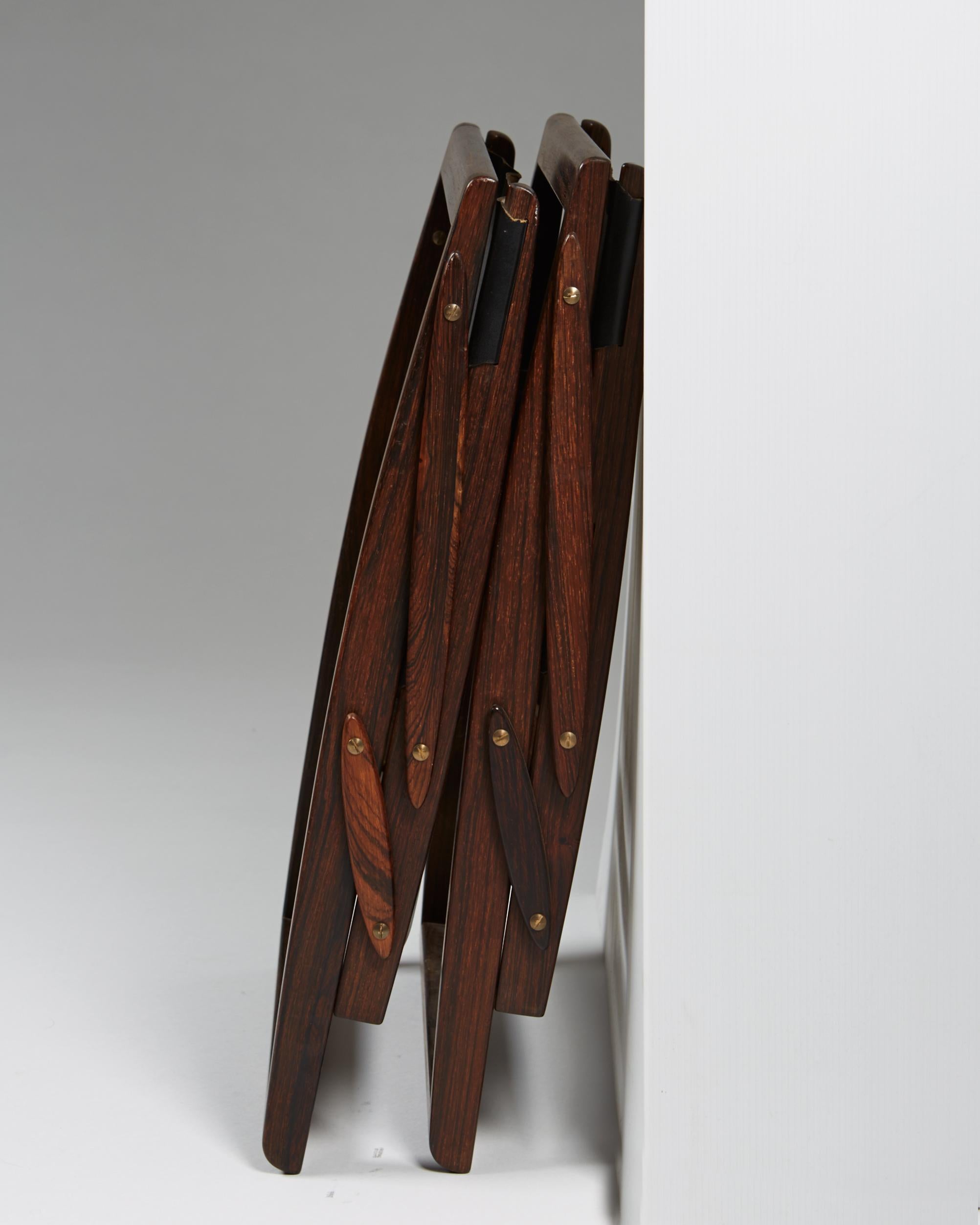 Leather Folding Stools, Designed by Peter Hvidt and Orla Mölgaard Nielsen for Ludvig Pon