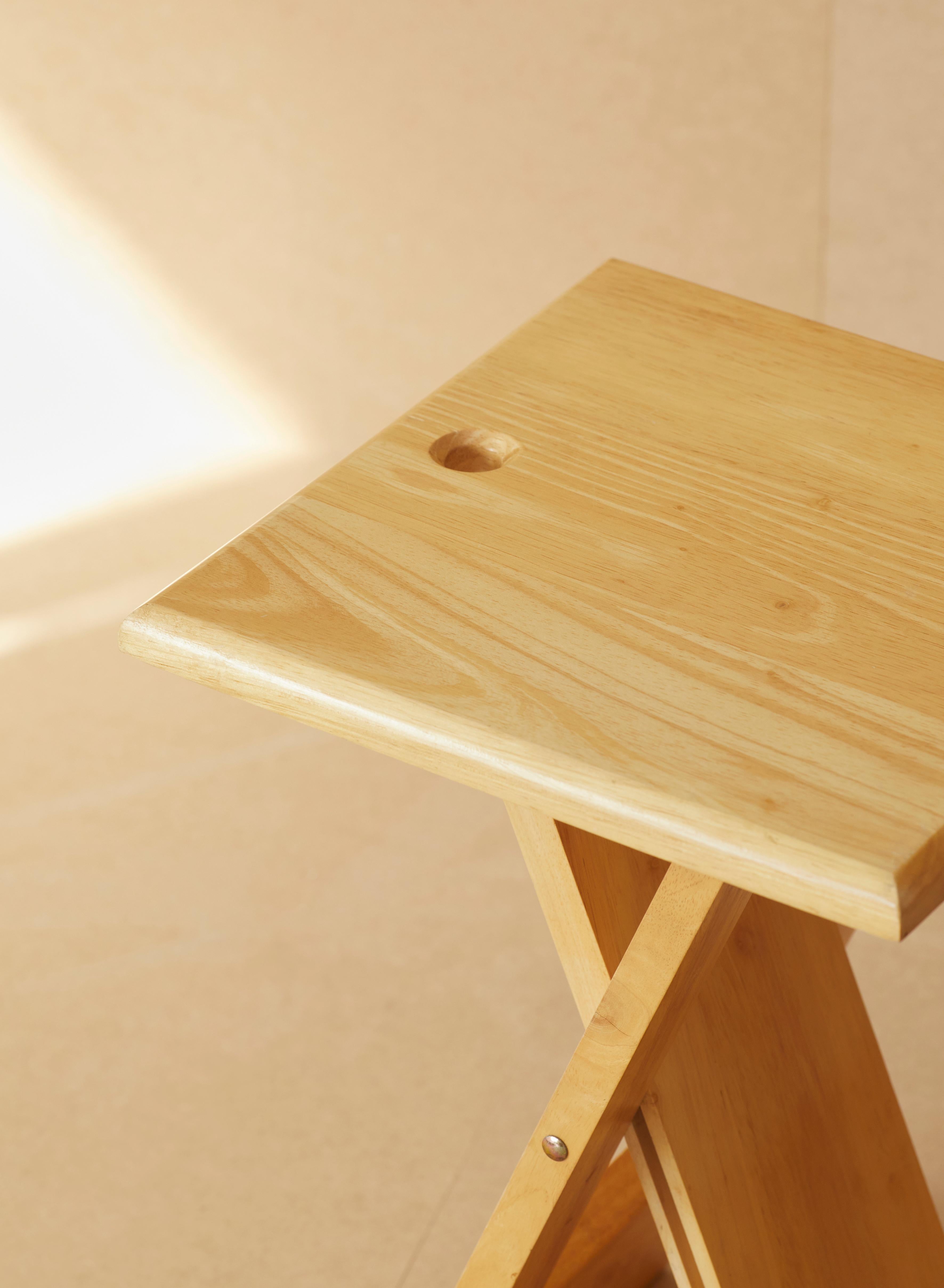 Folding stools edited by Artefact France (marked), c. 1970, in solid beech wood 2