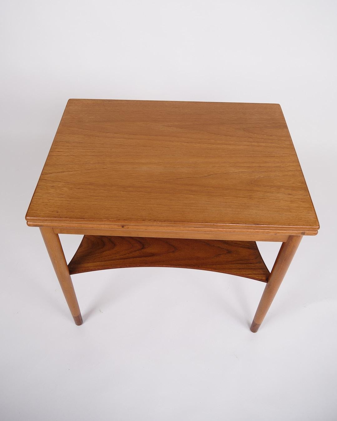 Mid-20th Century Folding Table In Teak & Beech With Brass Fittings By Børge Mogensen From 1950s For Sale
