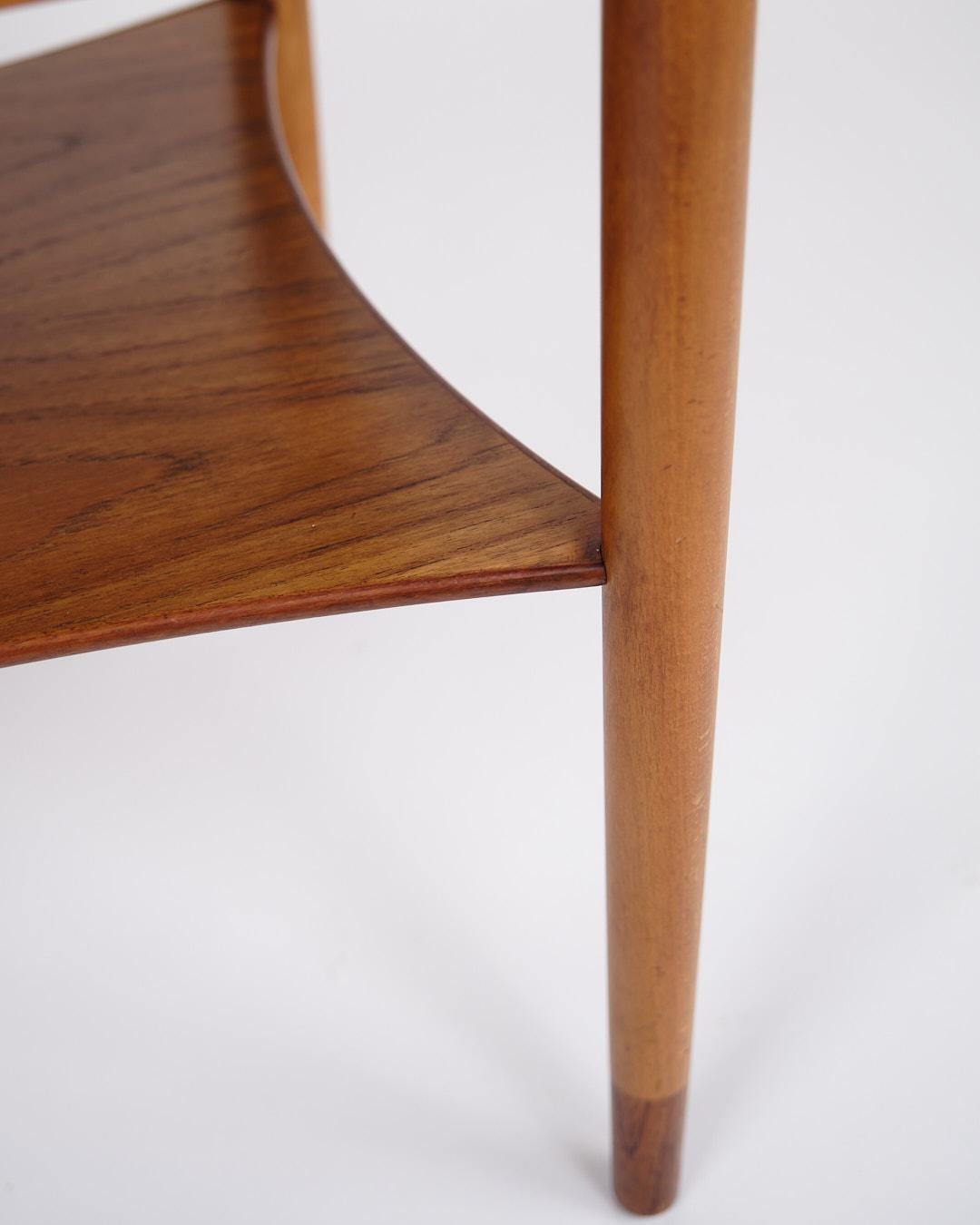 Folding Table In Teak & Beech With Brass Fittings By Børge Mogensen From 1950s For Sale 1