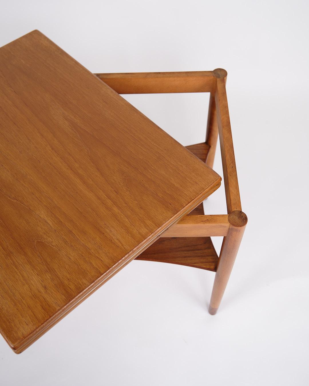 Folding Table In Teak & Beech With Brass Fittings By Børge Mogensen From 1950s For Sale 3