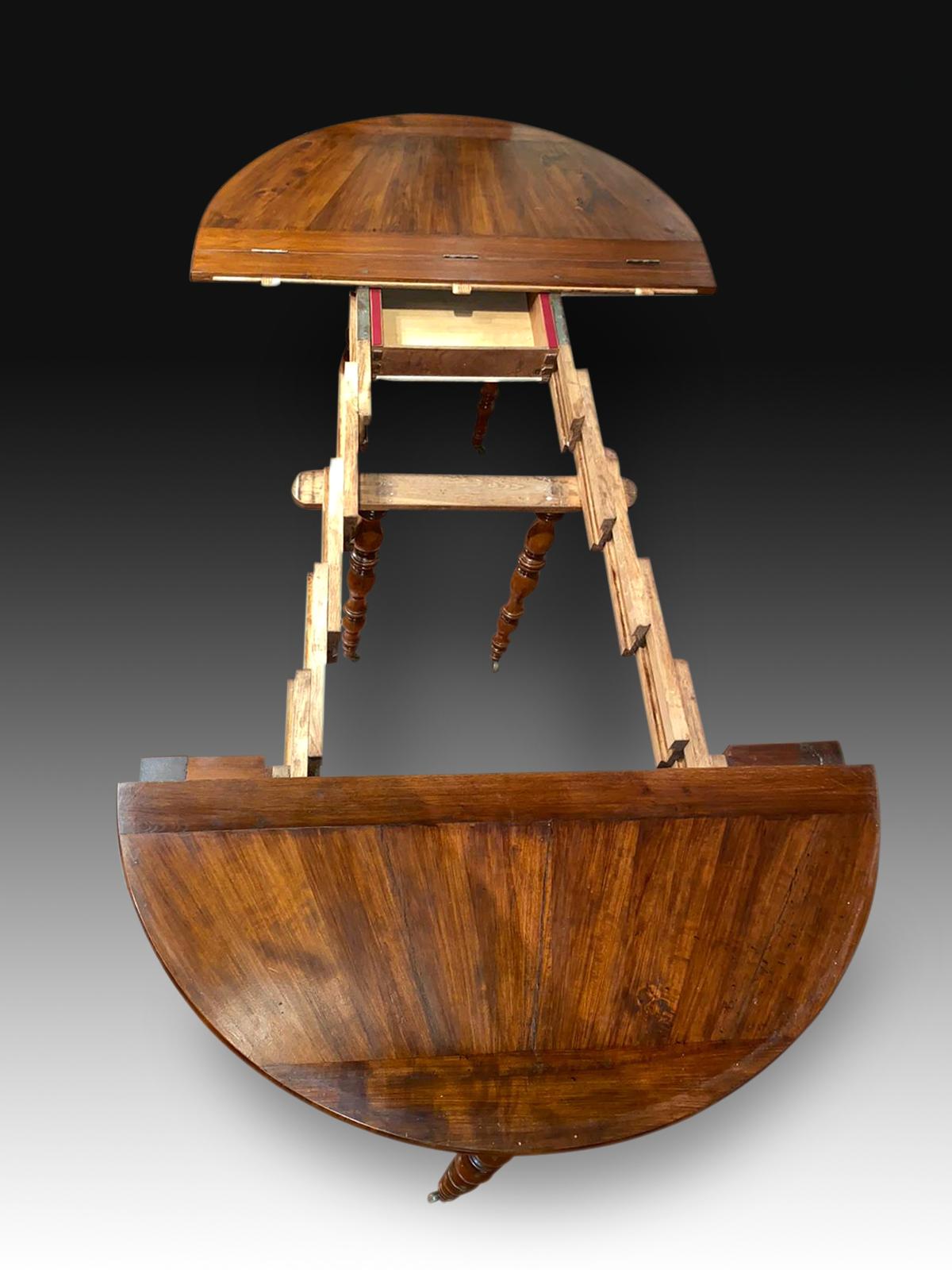 European Folding Table, Walnut Wood and Walnut Root, 19th Century For Sale
