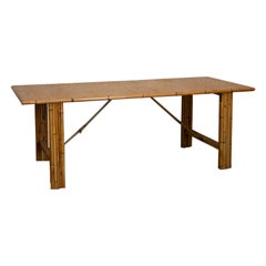 Folding Table with Pressed Bamboo Top – 1970s