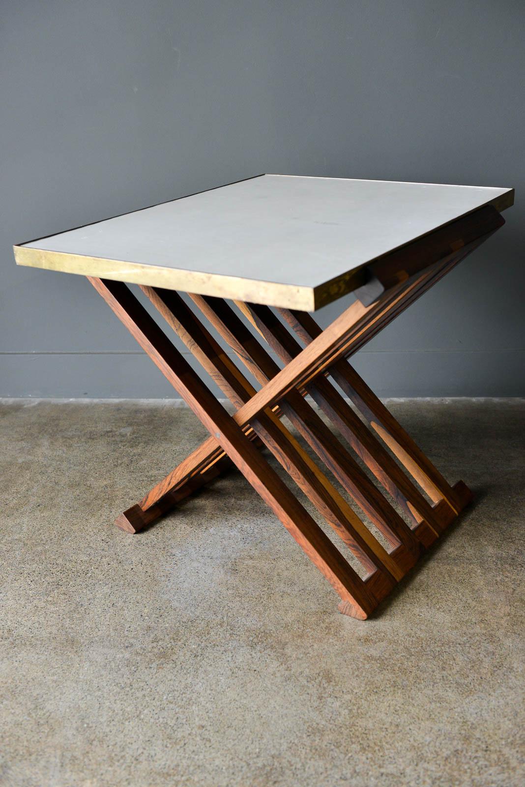 Folding Tile Top Table by Edward Wormley for Dunbar, circa 1960 In Excellent Condition In Costa Mesa, CA