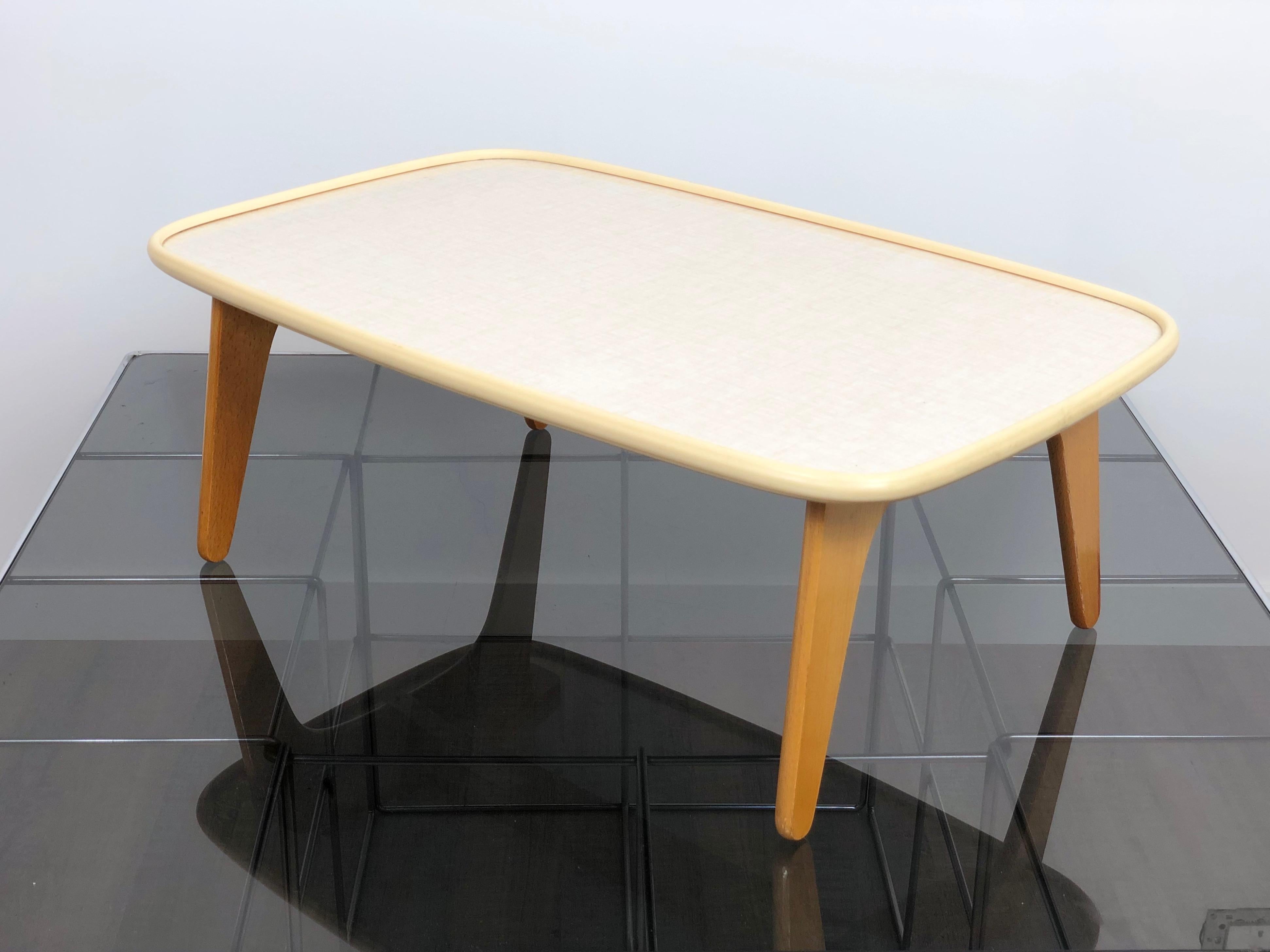 Table plateau pliante midcentury Fratelli Reguitti lit rectangulaire en bois laminé, 1950, design italien.