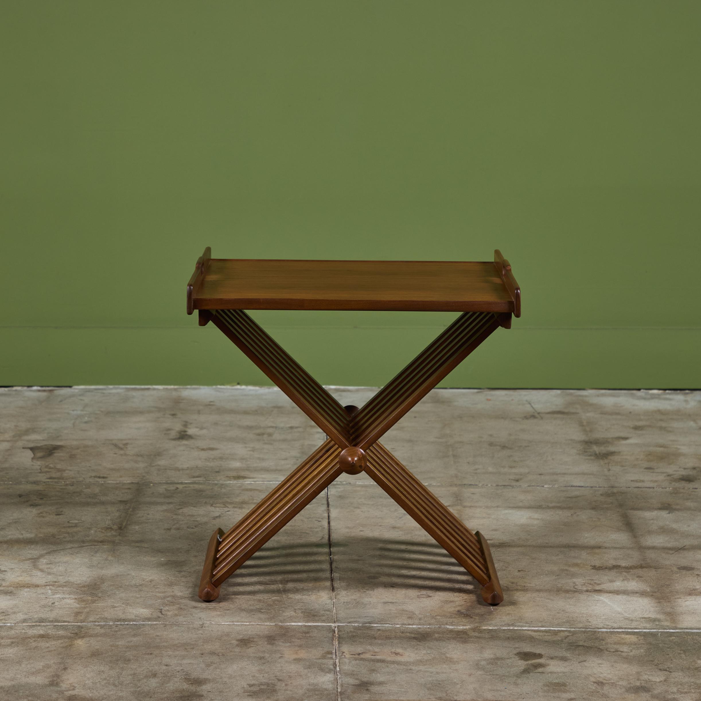 Walnut Folding Tray Table by Kipp Stewart and Stewart MacDougall for Drexel For Sale
