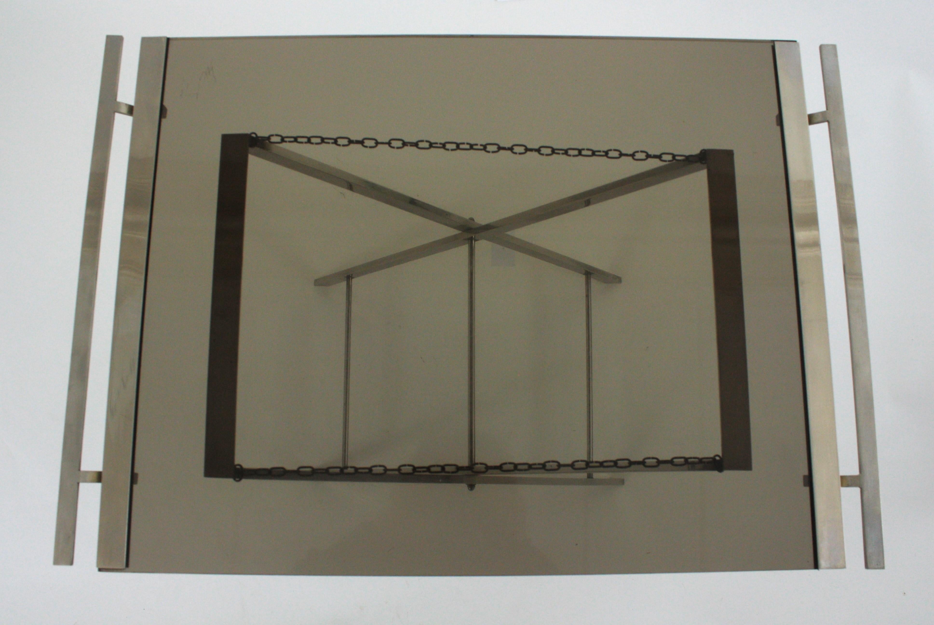 Table à plateau pliant/table de cocktail en lucite fumée et chrome, France, 1970 en vente 8