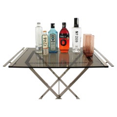 Tavolo Foldes / Cocktail Tables in lucite fumé e cromo, Francia, 1970