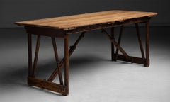 Folding Trestle Dining Table, England circa 1880