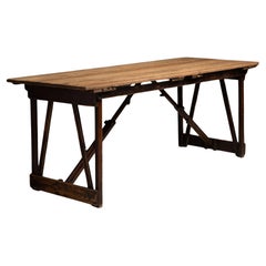 Folding Trestle Dining Table, England circa 1880