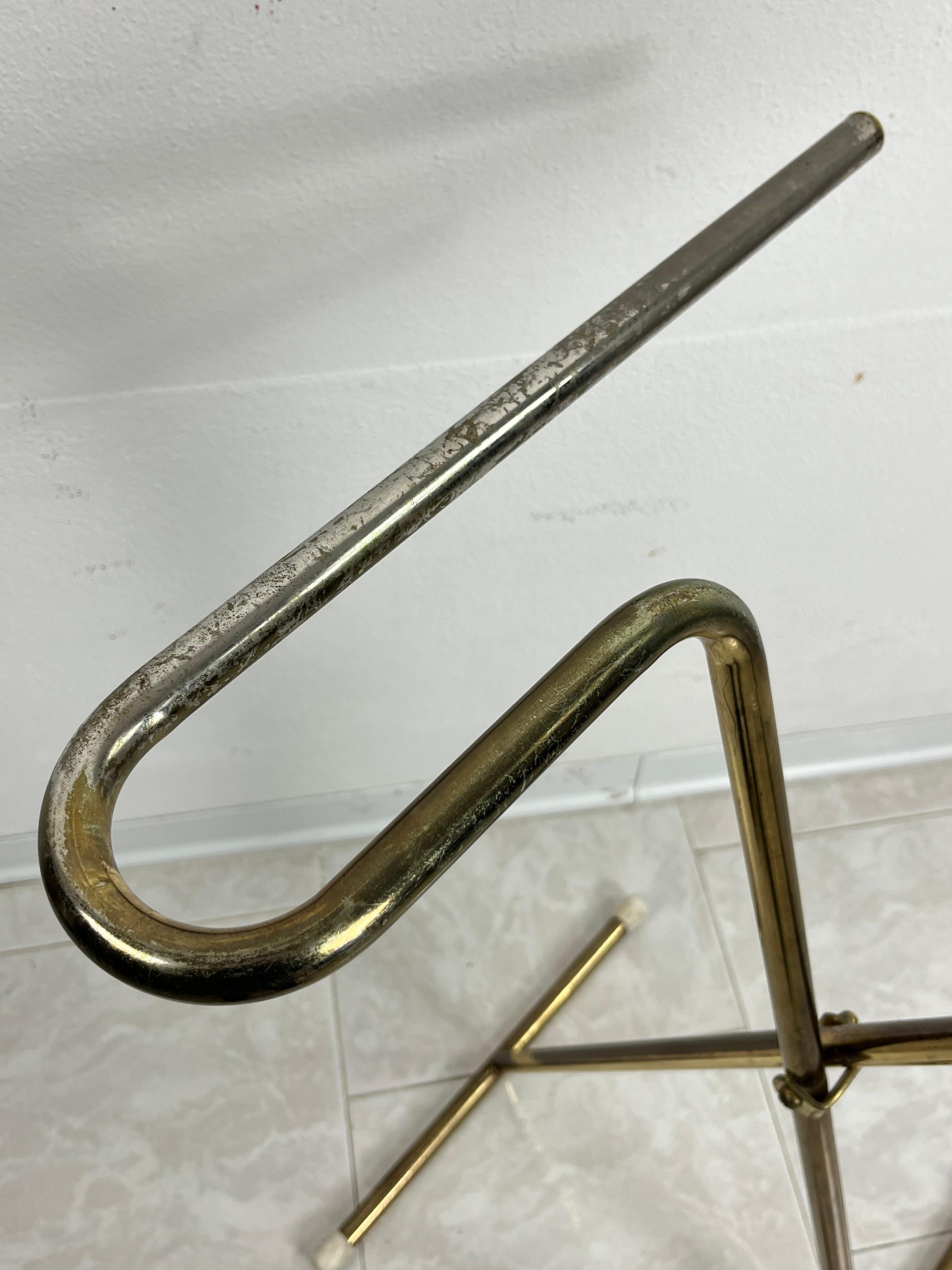 Mid-20th Century Folding Valet Stand In The Style Of Ico Parisi  Beech and Gilt Metal For Sale