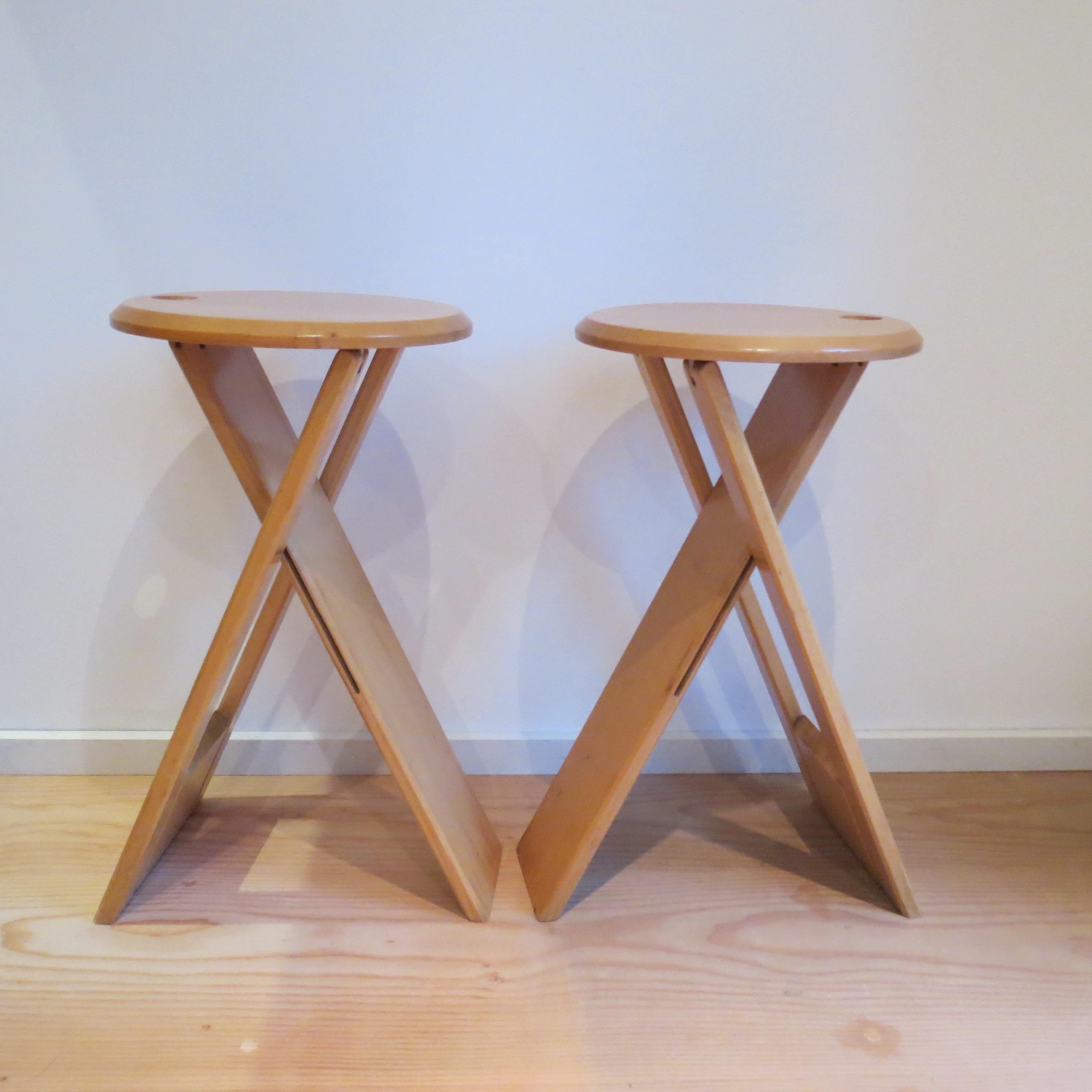 Mid-Century Modern Pair of Folding Vintage Suzy Stools by Adrian Reed for Princes Design Works 1980
