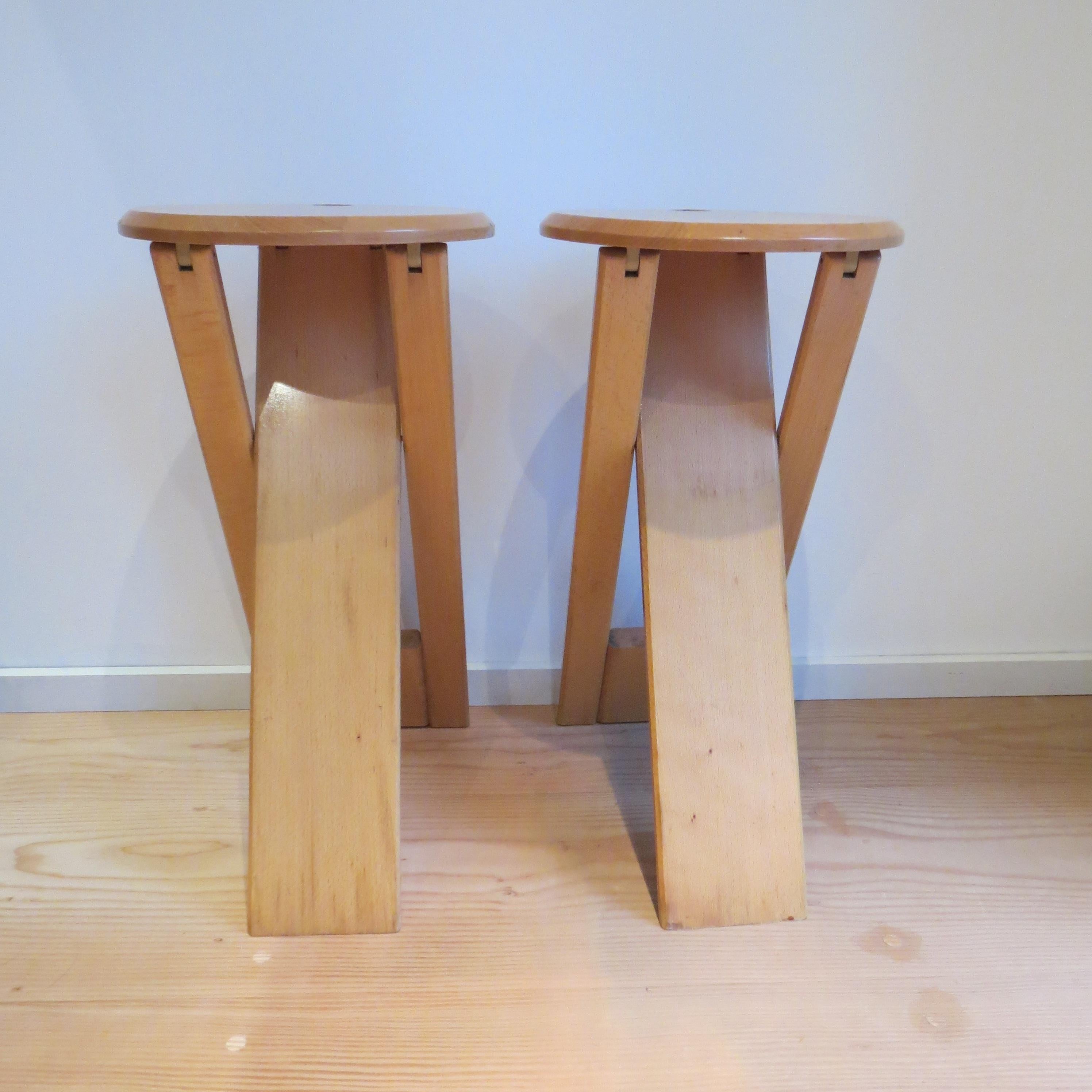 Machine-Made Pair of Folding Vintage Suzy Stools by Adrian Reed for Princes Design Works 1980
