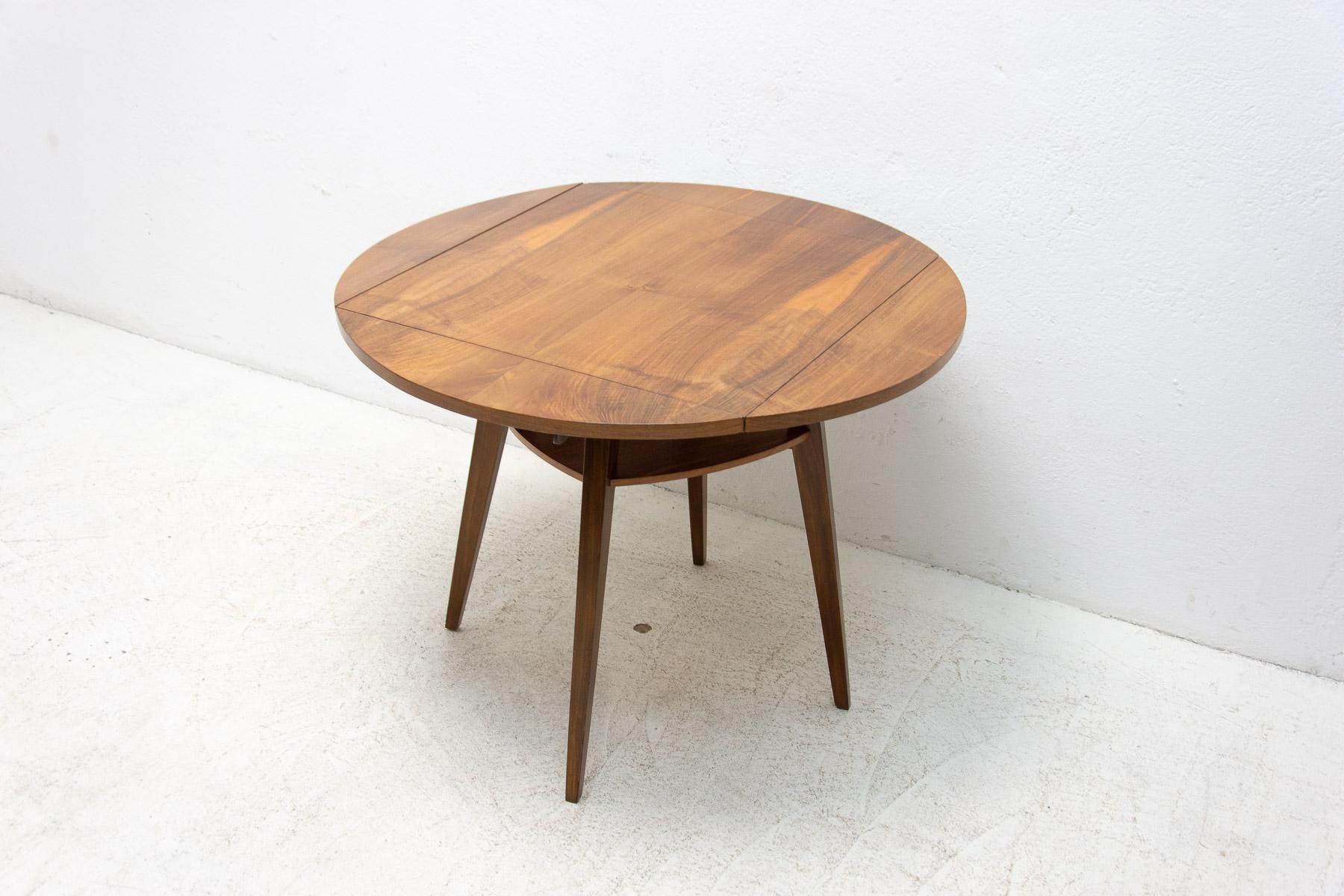 Mid-Century Modern Folding Walnut Coffee Table from the 1950s, Czechoslovakia For Sale