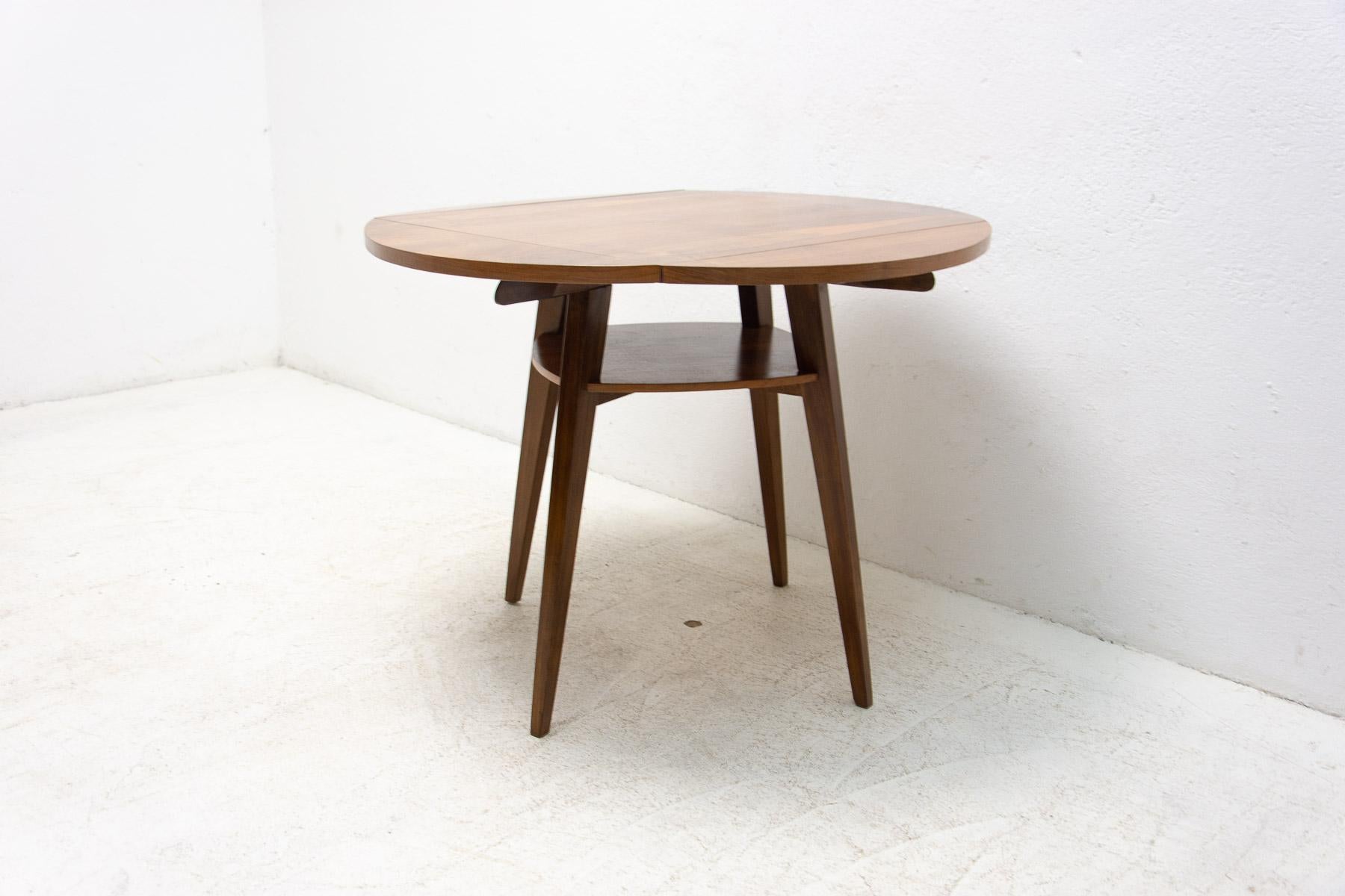 Wood Folding Walnut Coffee Table from the 1950s, Czechoslovakia For Sale
