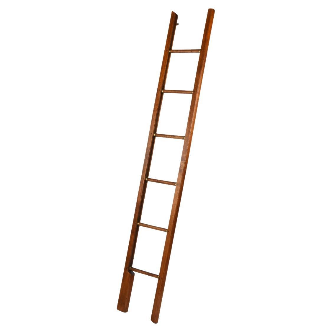 Folding Walnut Library Pole ladder