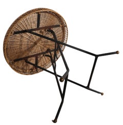 Folding Wicker Side Table by Danny Ho Fong California, Ca. 1950's