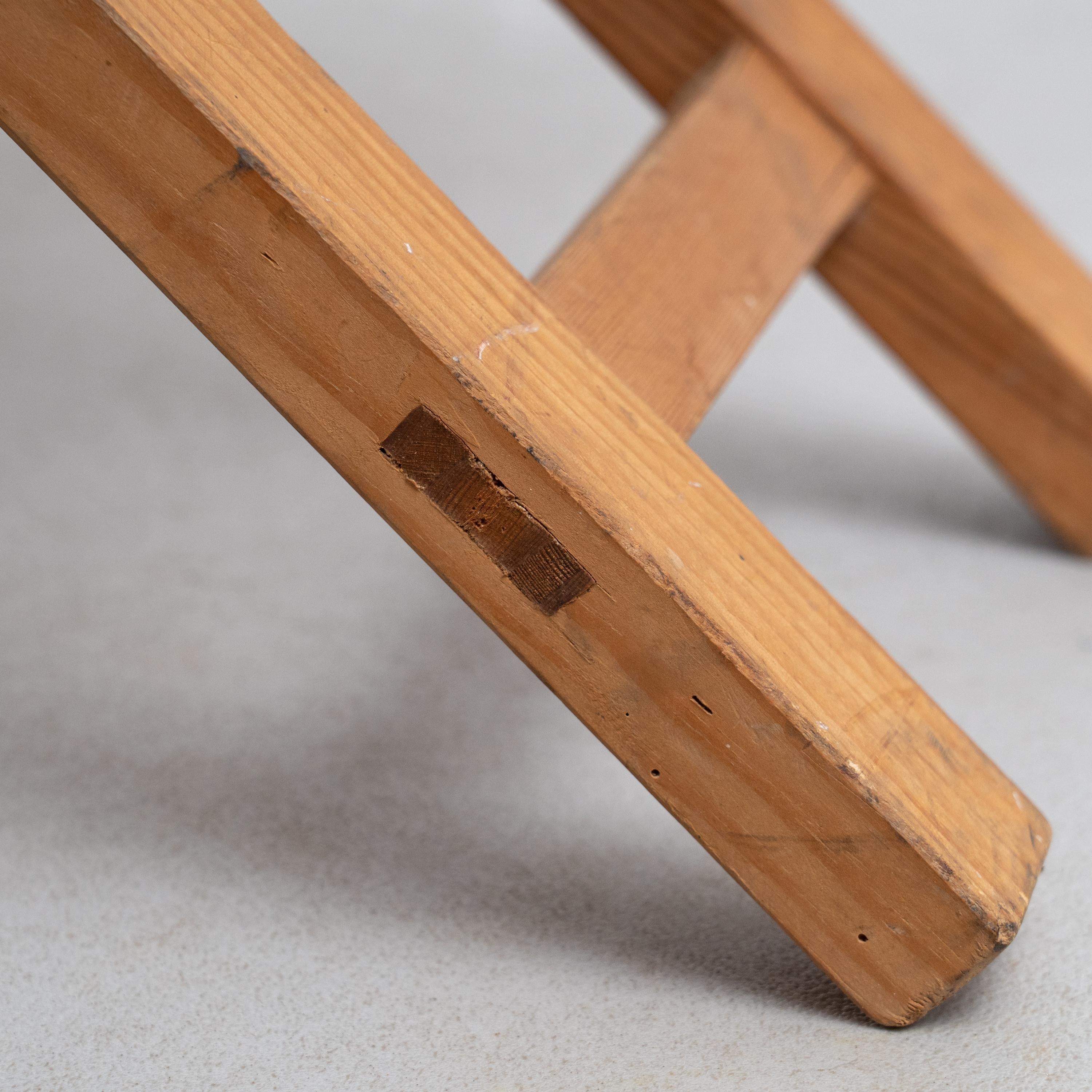 Folding Wood and Fabric Stool, circa 1960 For Sale 6