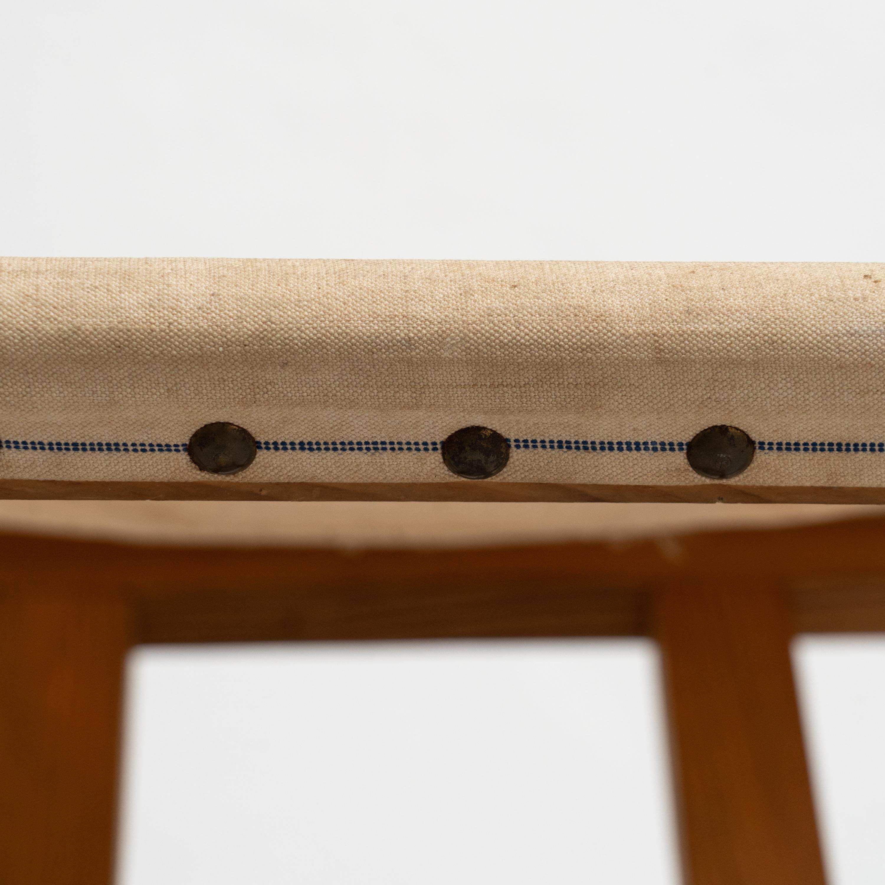 Folding Wood and Fabric Stool, circa 1960 For Sale 8