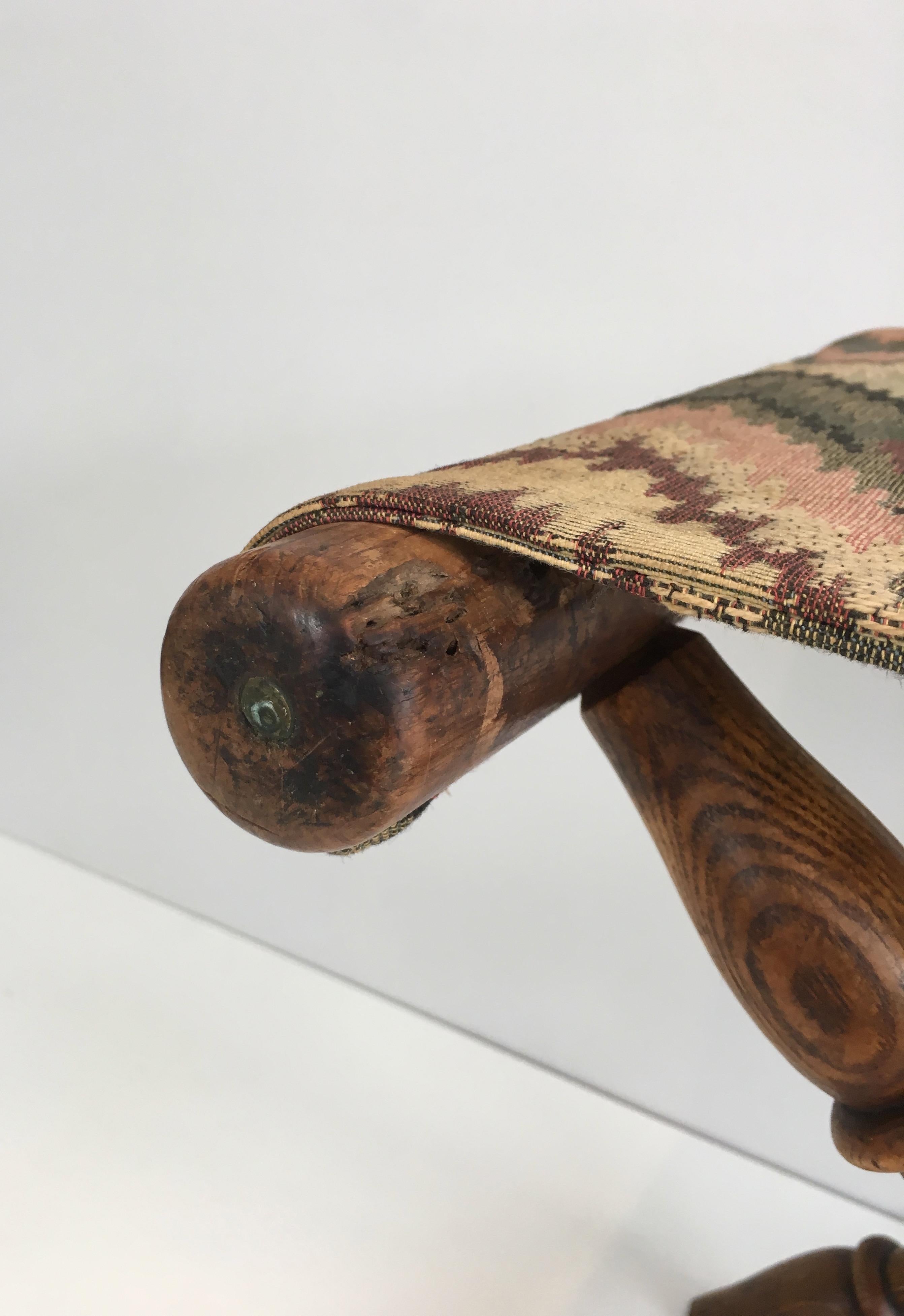 Folding Wood and Tapestry Stool, French, circa 1900 5