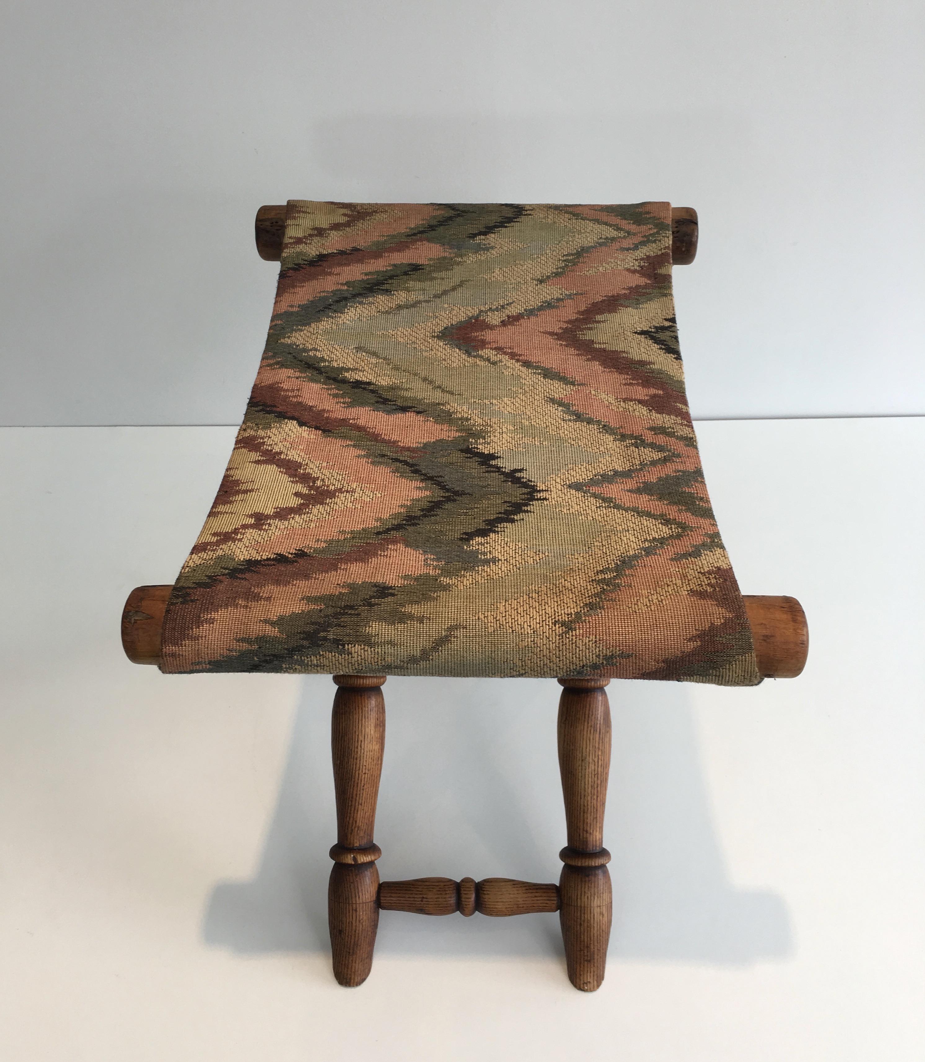 Folding Wood and Tapestry Stool, French, circa 1900 12
