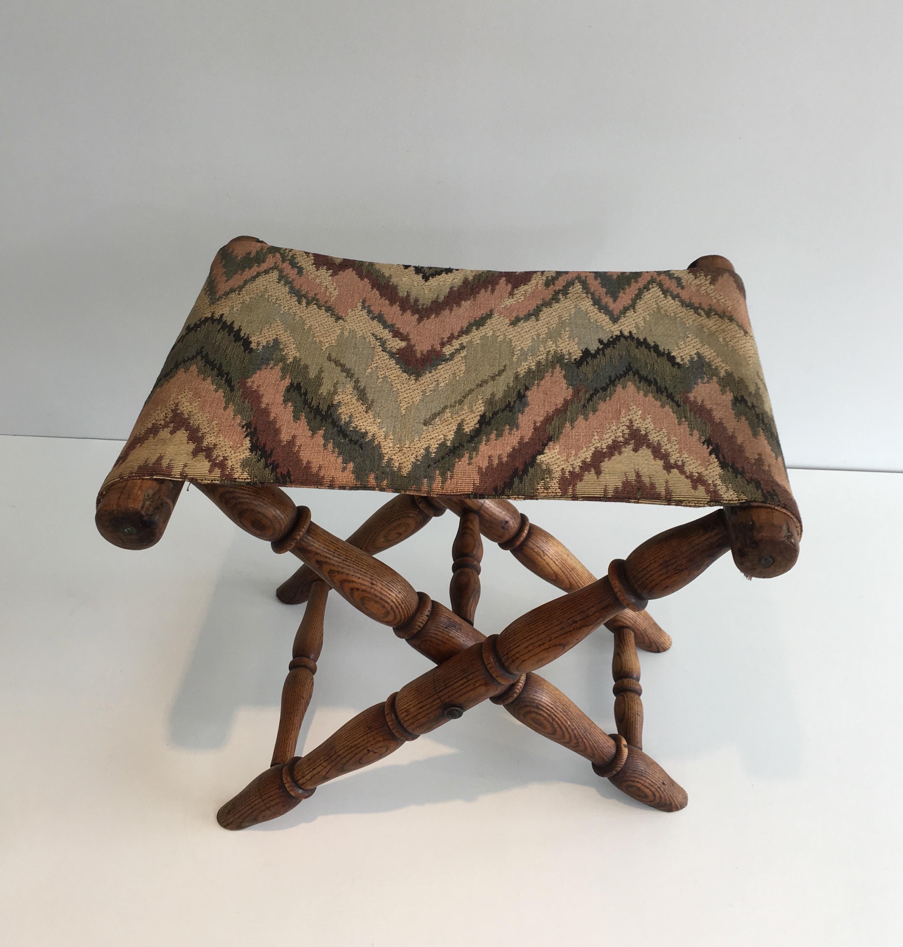 Folding Wood and Tapestry Stool, French, circa 1900 13
