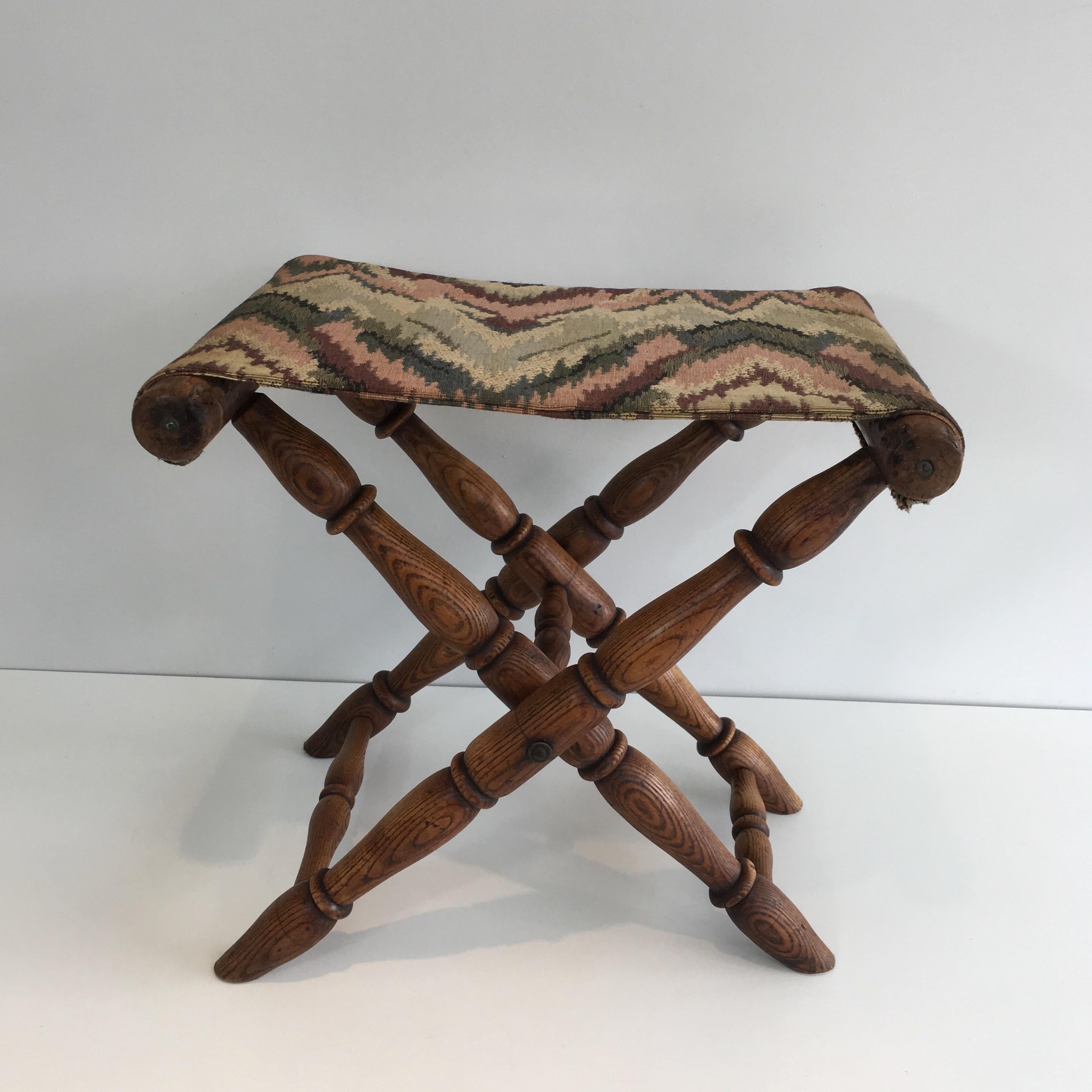 Folding Wood and Tapestry Stool, French, circa 1900 14