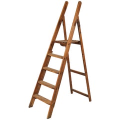 Folding Wooden Library Ladder from Late 19th Century France