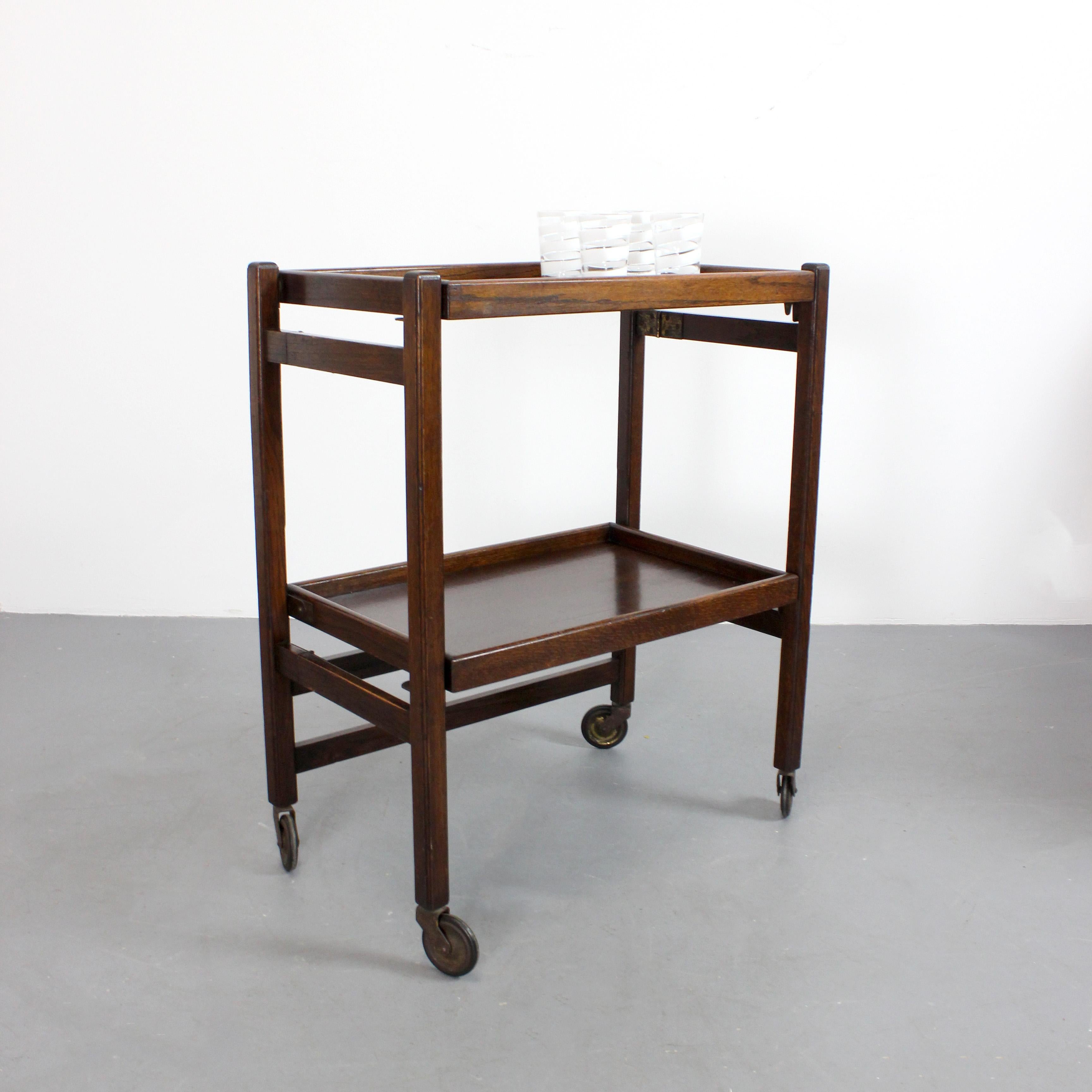 Anglais Chariot de service pliant en bois - The Beaver - C.C. 1960 - Angleterre en vente