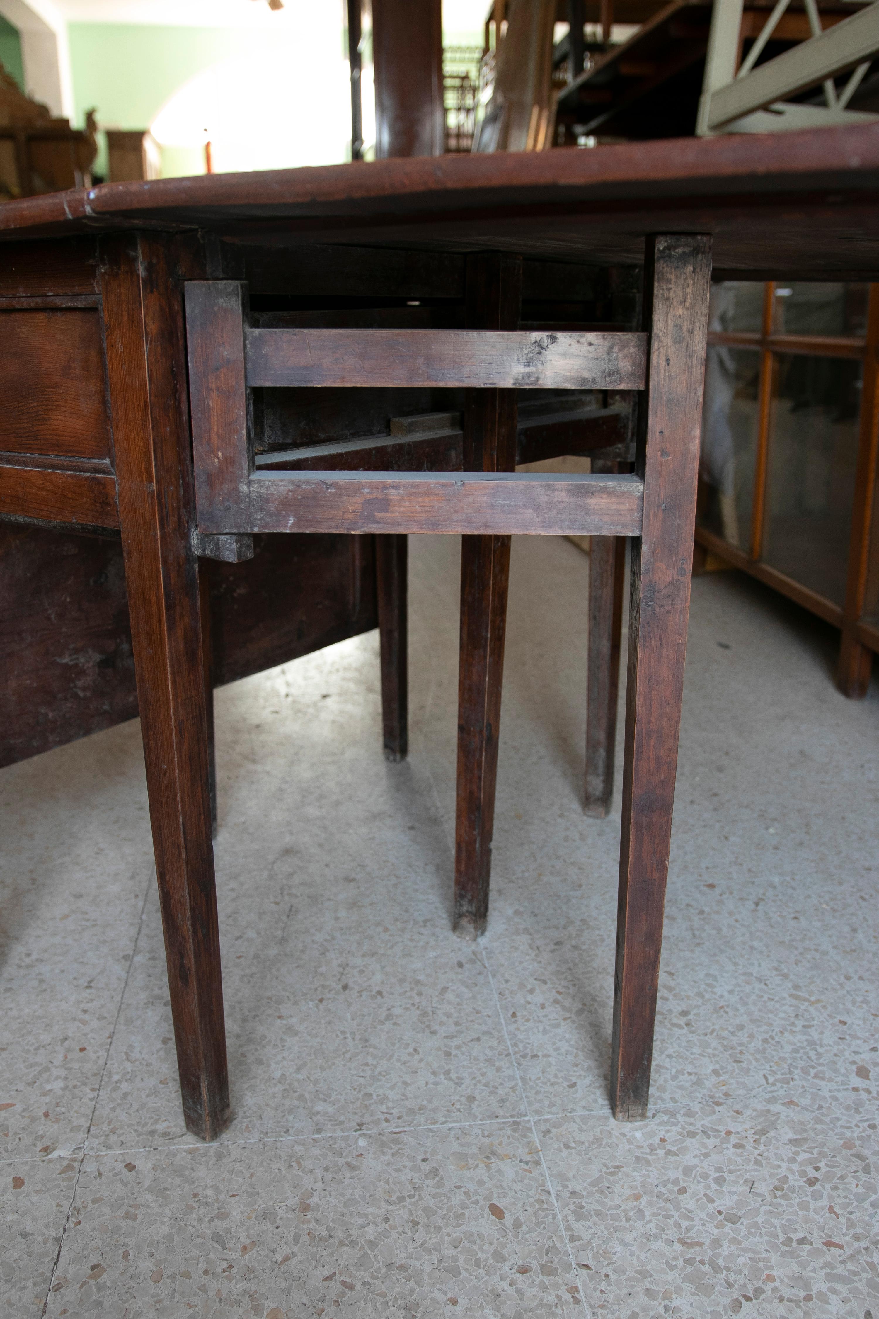 Table d'appoint pliante en bois avec tiroirs latéraux en vente 8