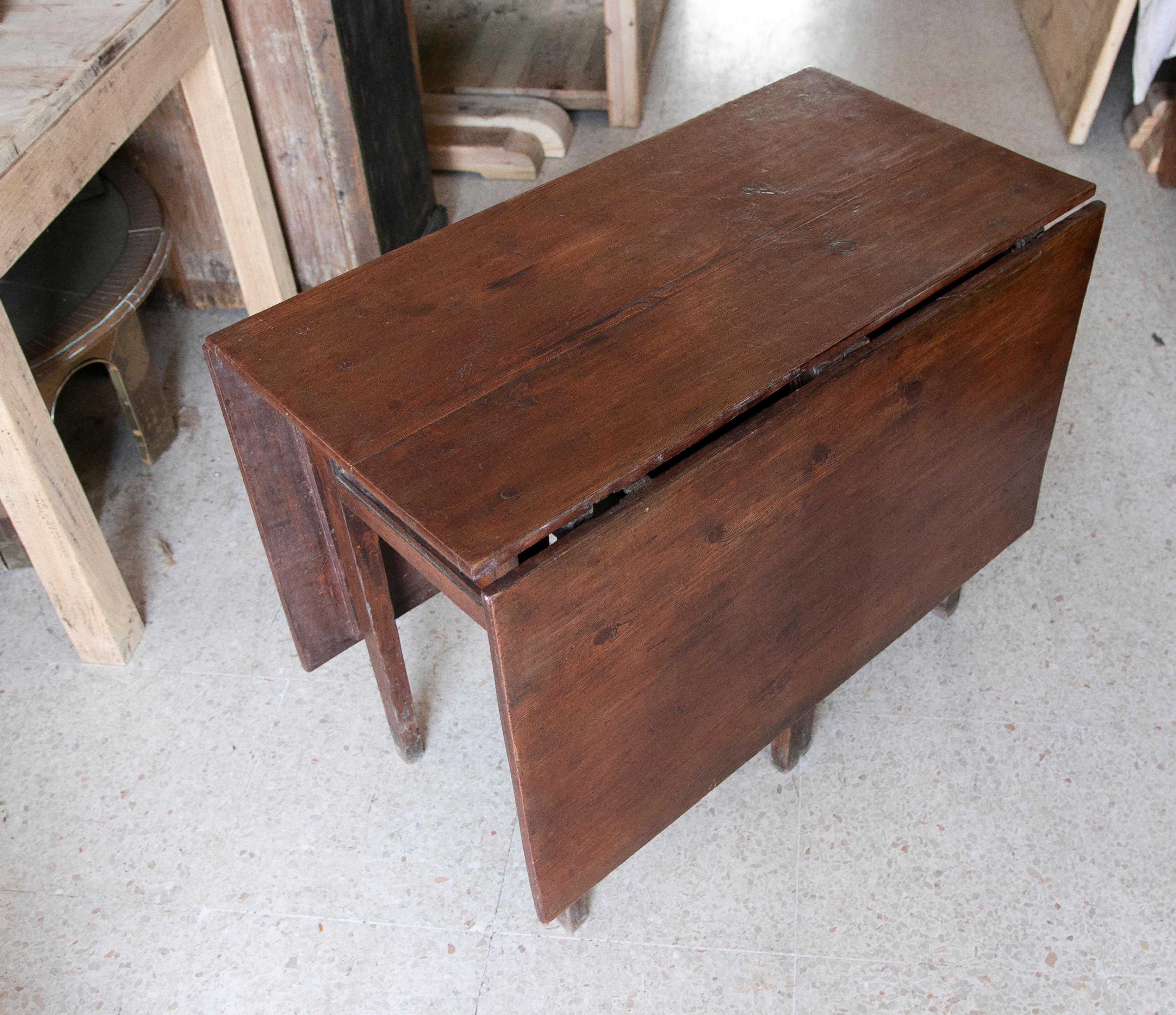 Folding Wooden Wing Table with Side Drawers For Sale 1